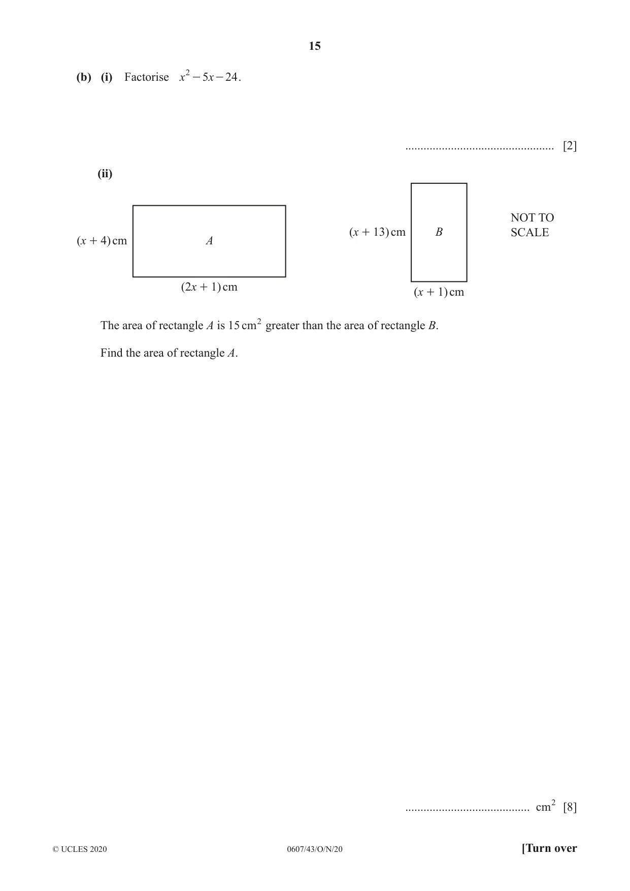 Cambridge IGCSE Mathematics - International 0607 2020 Oct/Nov Paper 4 · Variant 3 question paper, page 15 of 20