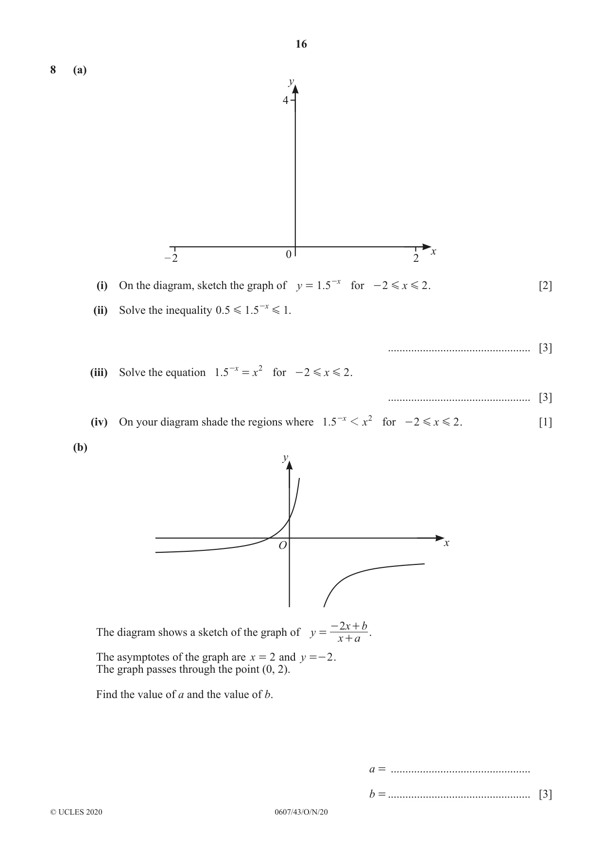 Cambridge IGCSE Mathematics - International 0607 2020 Oct/Nov Paper 4 · Variant 3 question paper, page 16 of 20