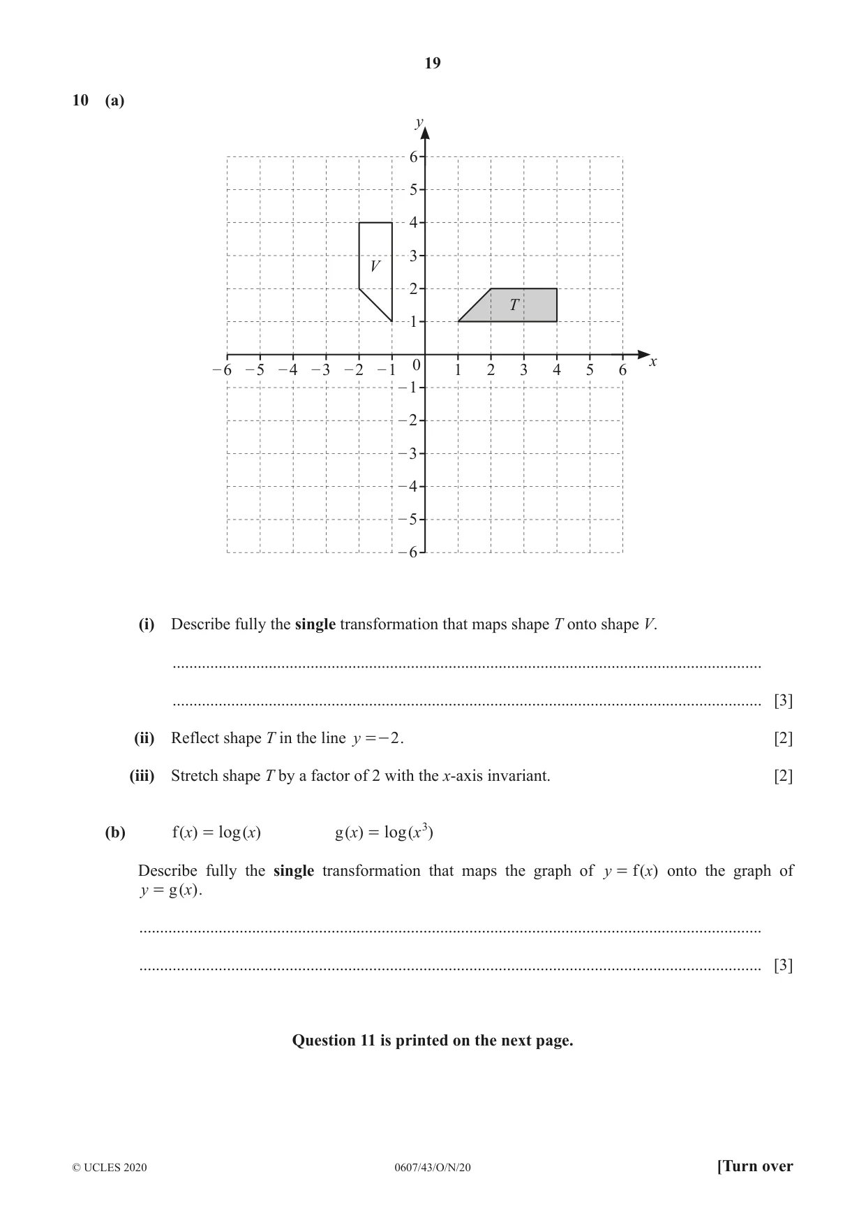 Cambridge IGCSE Mathematics - International 0607 2020 Oct/Nov Paper 4 · Variant 3 question paper, page 19 of 20