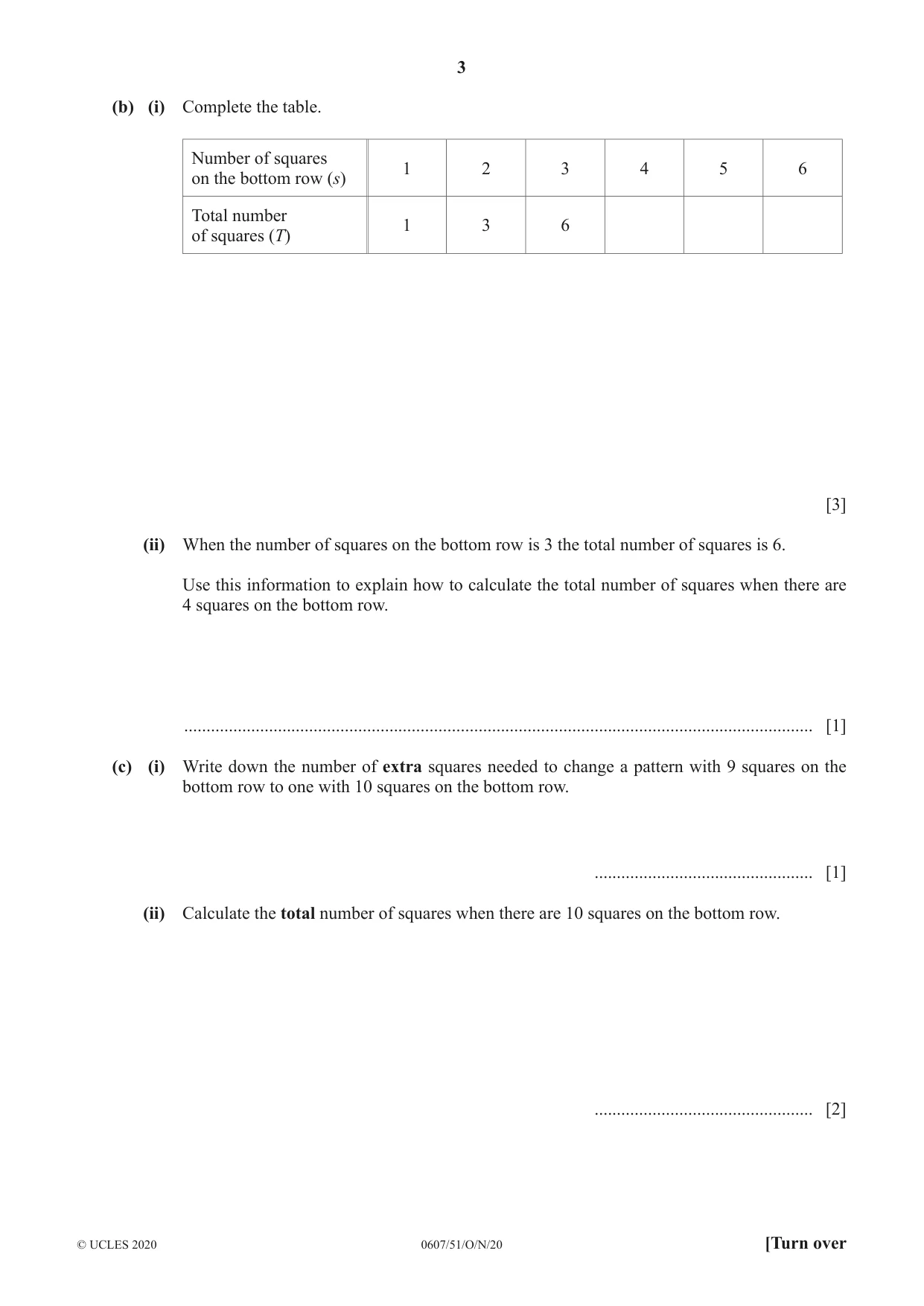 Cambridge IGCSE Mathematics - International 0607 2020 Oct/Nov Paper 5 · Variant 1 question paper, page 3 of 8