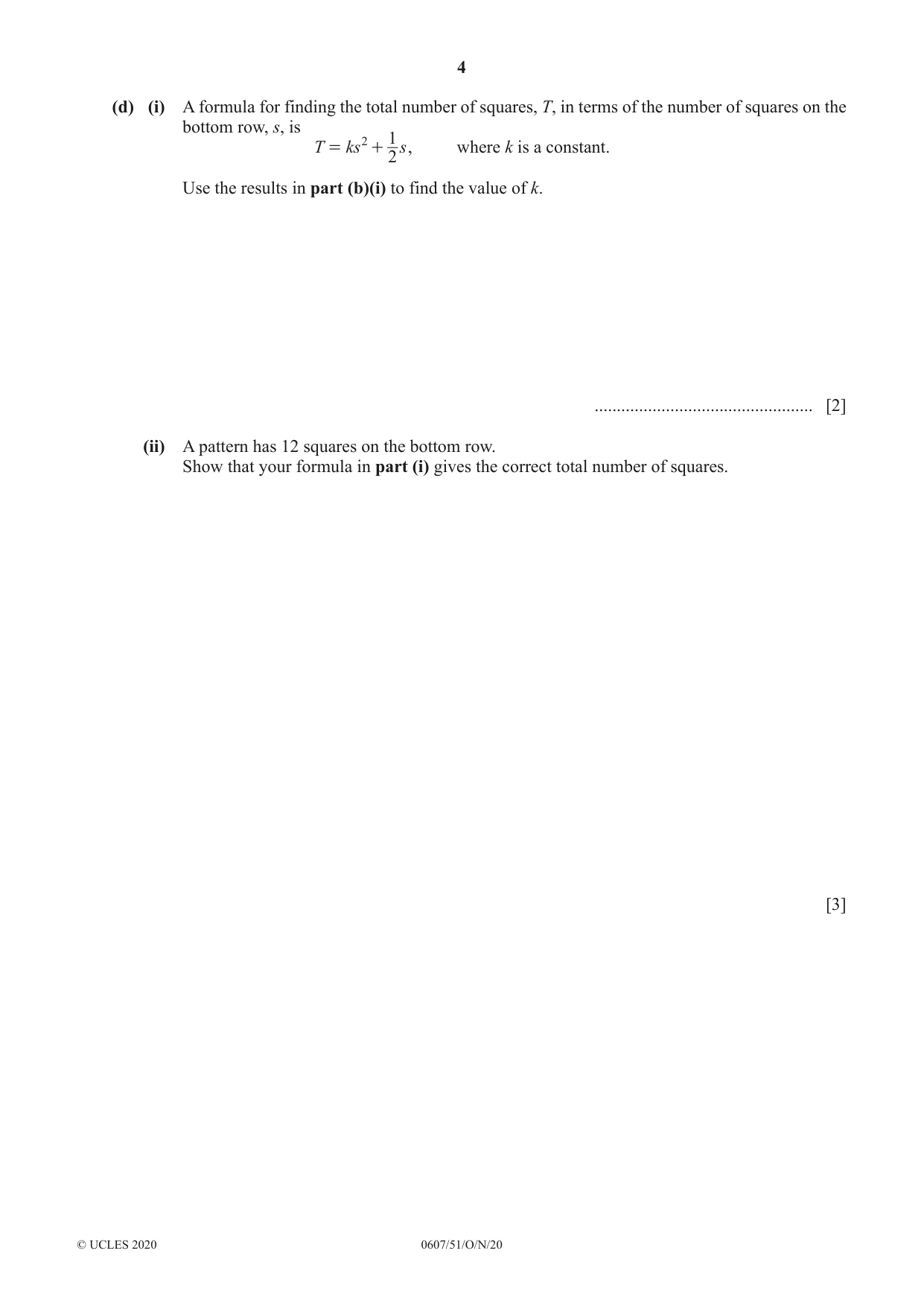 Cambridge IGCSE Mathematics - International 0607 2020 Oct/Nov Paper 5 · Variant 1 question paper, page 4 of 8