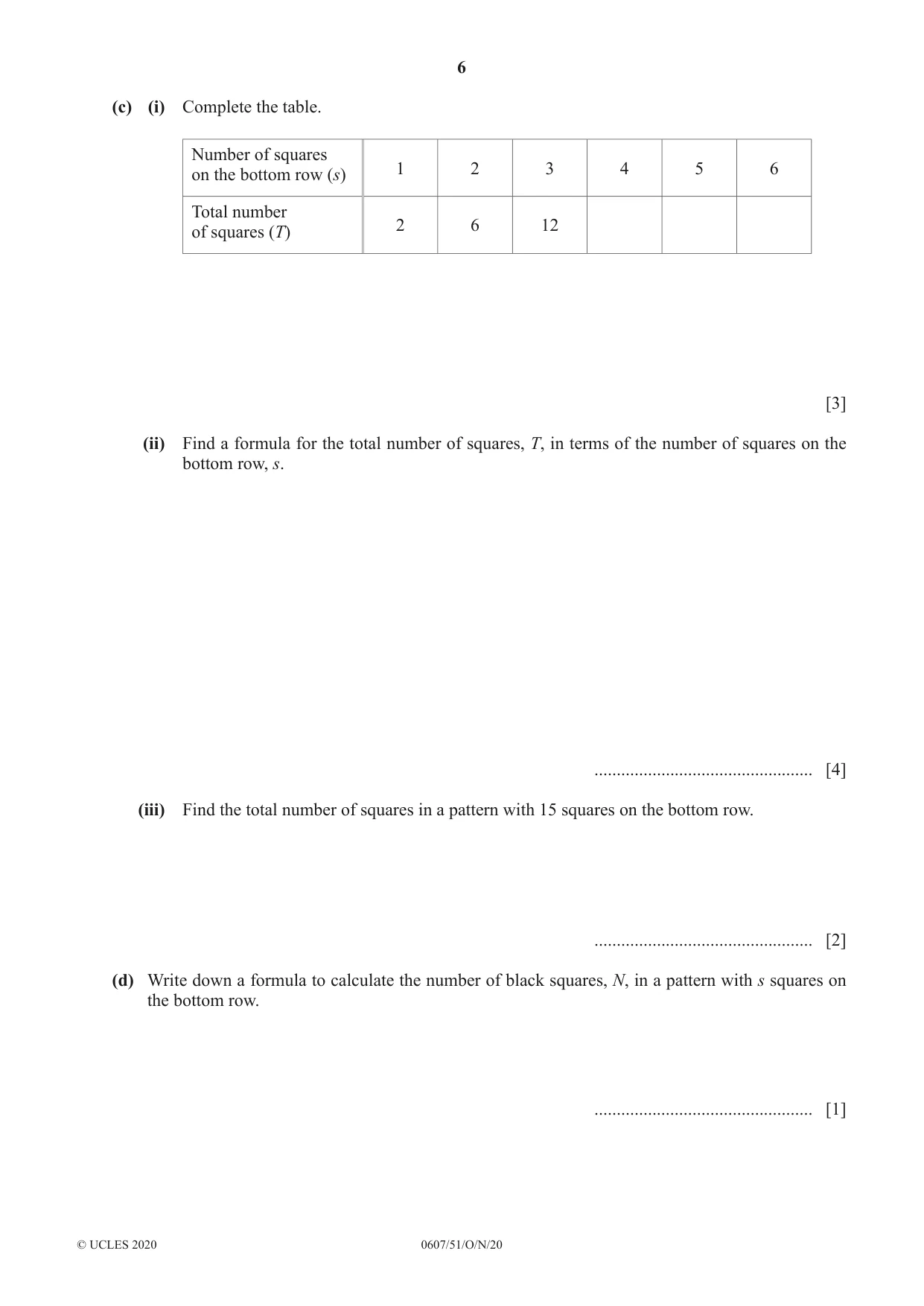Cambridge IGCSE Mathematics - International 0607 2020 Oct/Nov Paper 5 · Variant 1 question paper, page 6 of 8