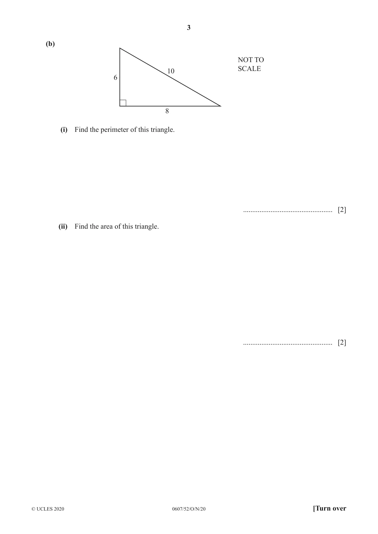 Cambridge IGCSE Mathematics - International 0607 2020 Oct/Nov Paper 5 · Variant 2 question paper, page 3 of 8