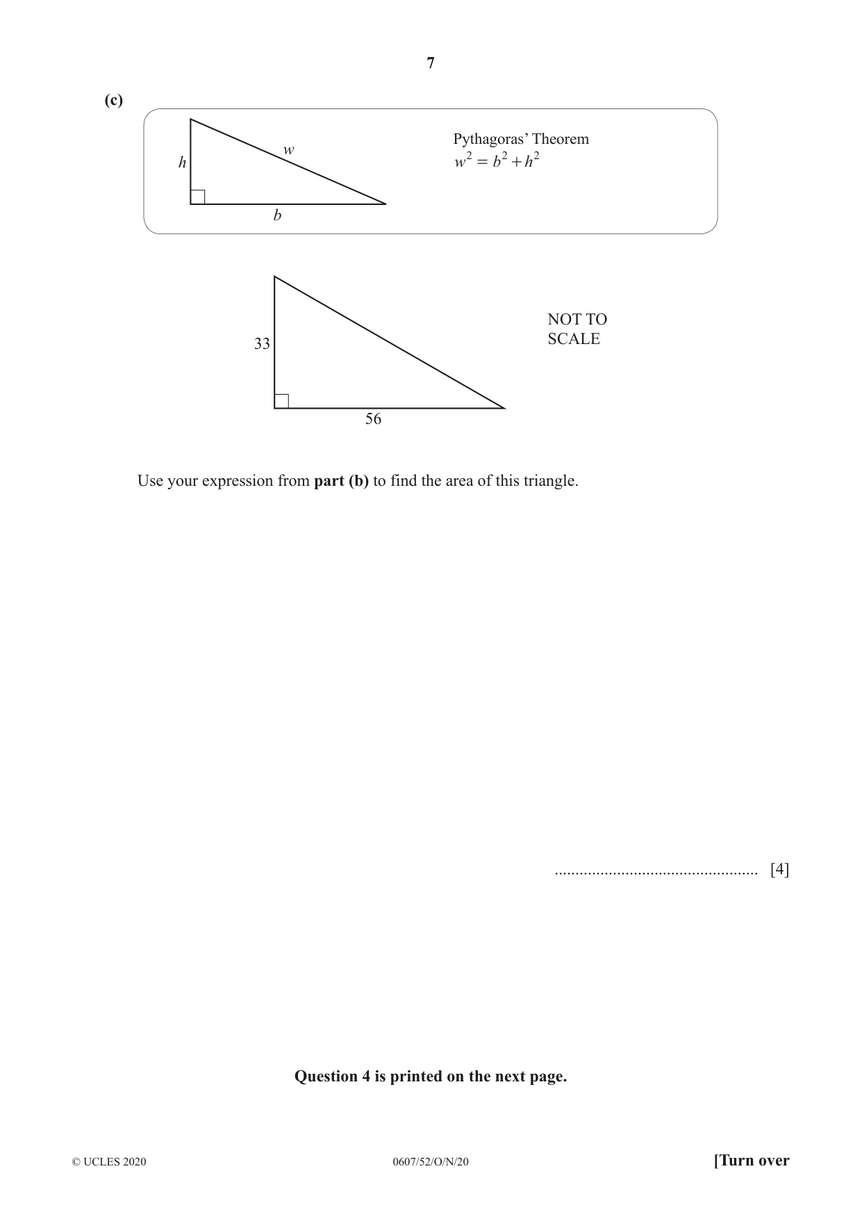 Cambridge IGCSE Mathematics - International 0607 2020 Oct/Nov Paper 5 · Variant 2 question paper, page 7 of 8