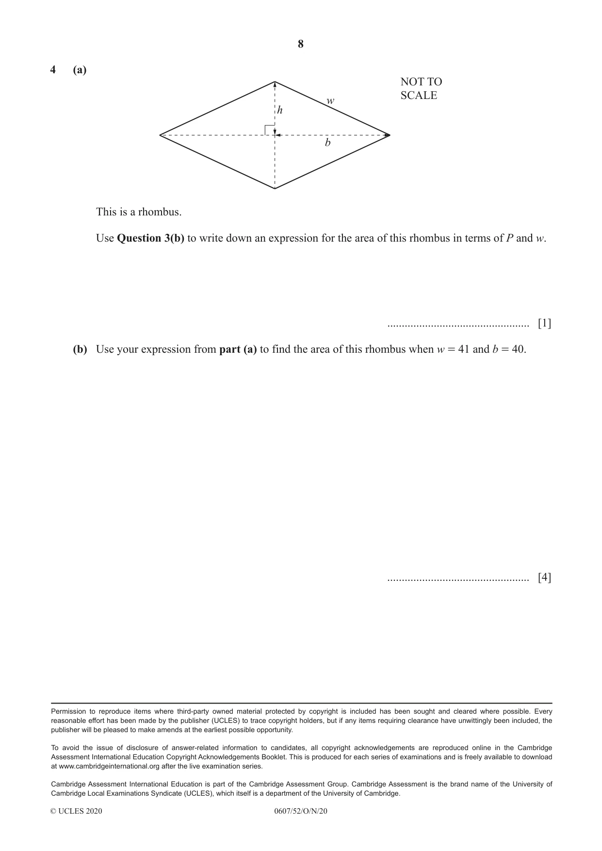 Cambridge IGCSE Mathematics - International 0607 2020 Oct/Nov Paper 5 · Variant 2 question paper, page 8 of 8