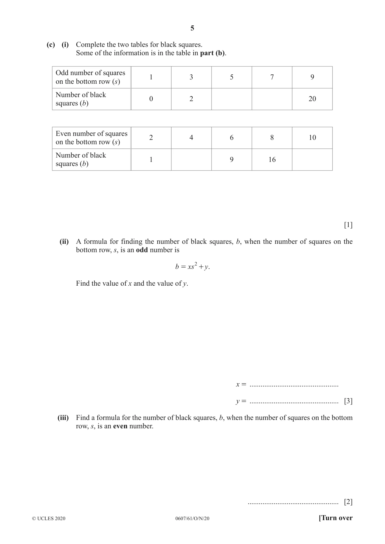 Cambridge IGCSE Mathematics - International 0607 2020 Oct/Nov Paper 6 · Variant 1 question paper, page 5 of 12