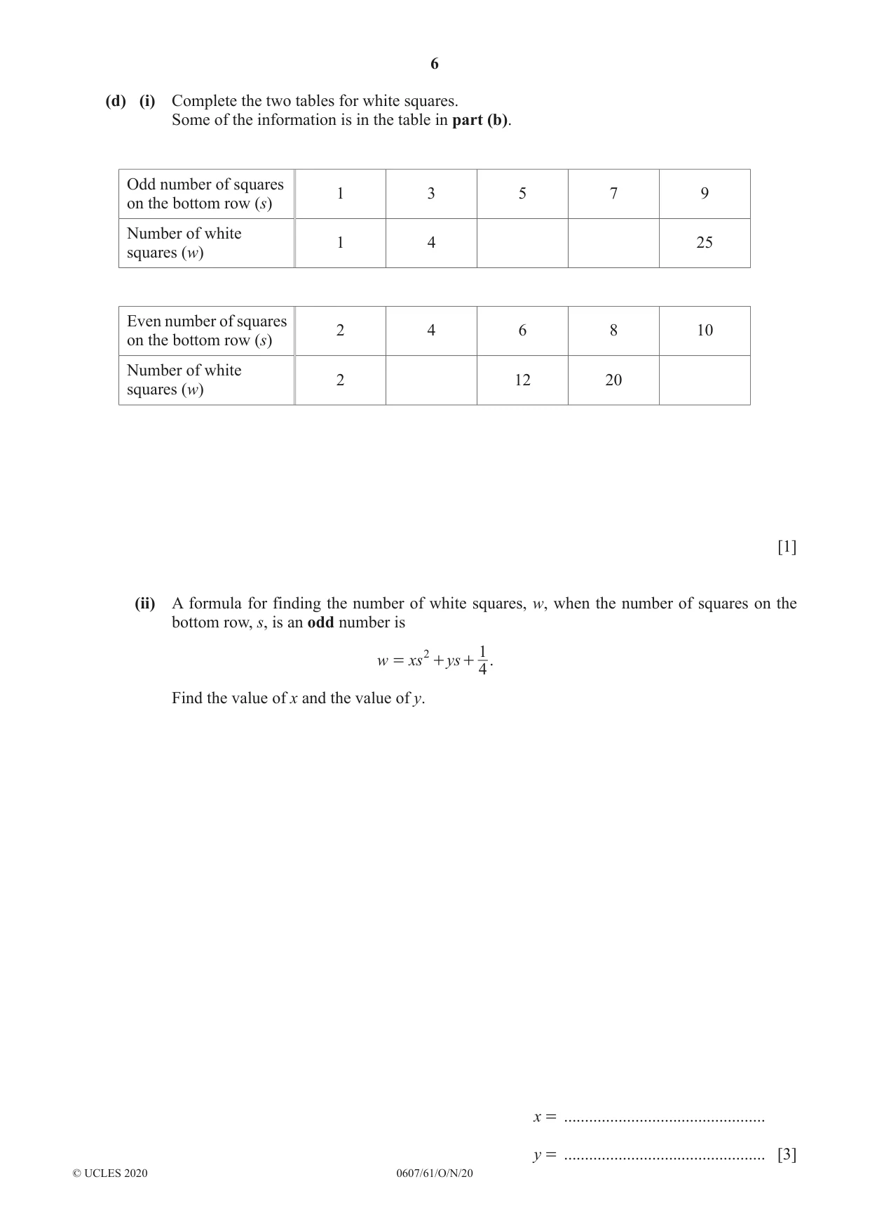 Cambridge IGCSE Mathematics - International 0607 2020 Oct/Nov Paper 6 · Variant 1 question paper, page 6 of 12