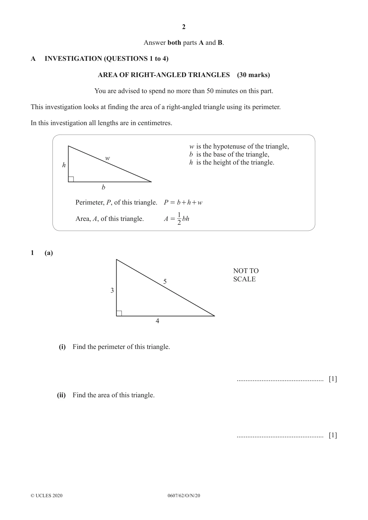 Cambridge IGCSE Mathematics - International 0607 2020 Oct/Nov Paper 6 · Variant 2 question paper, page 2 of 16