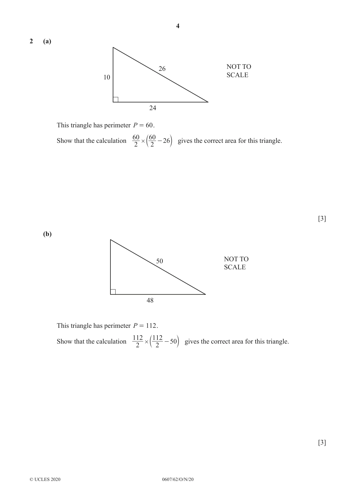 Cambridge IGCSE Mathematics - International 0607 2020 Oct/Nov Paper 6 · Variant 2 question paper, page 4 of 16