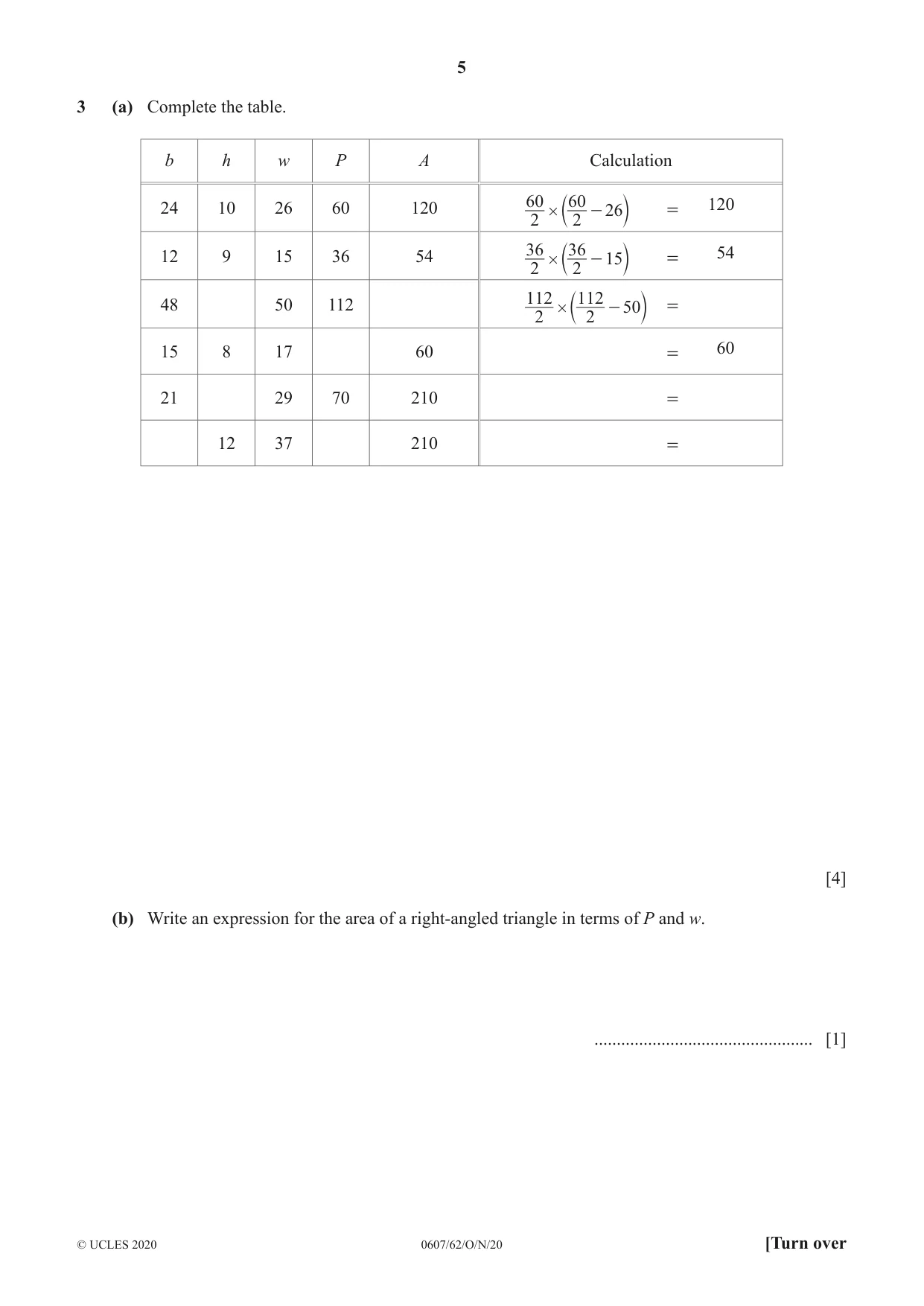 Cambridge IGCSE Mathematics - International 0607 2020 Oct/Nov Paper 6 · Variant 2 question paper, page 5 of 16
