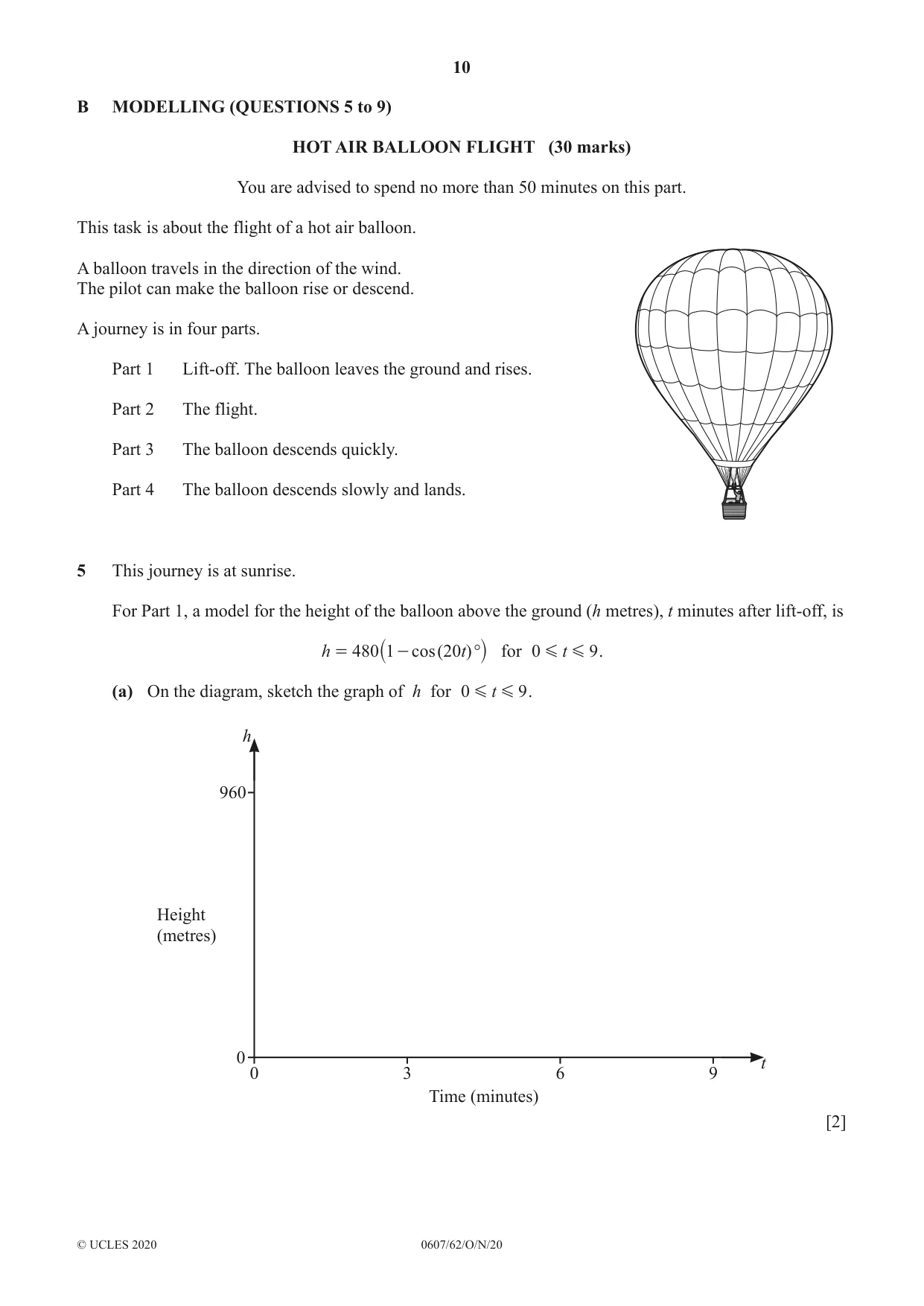 Cambridge IGCSE Mathematics - International 0607 2020 Oct/Nov Paper 6 · Variant 2 question paper, page 10 of 16