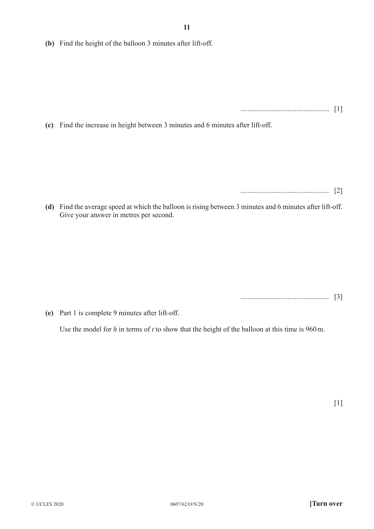 Cambridge IGCSE Mathematics - International 0607 2020 Oct/Nov Paper 6 · Variant 2 question paper, page 11 of 16