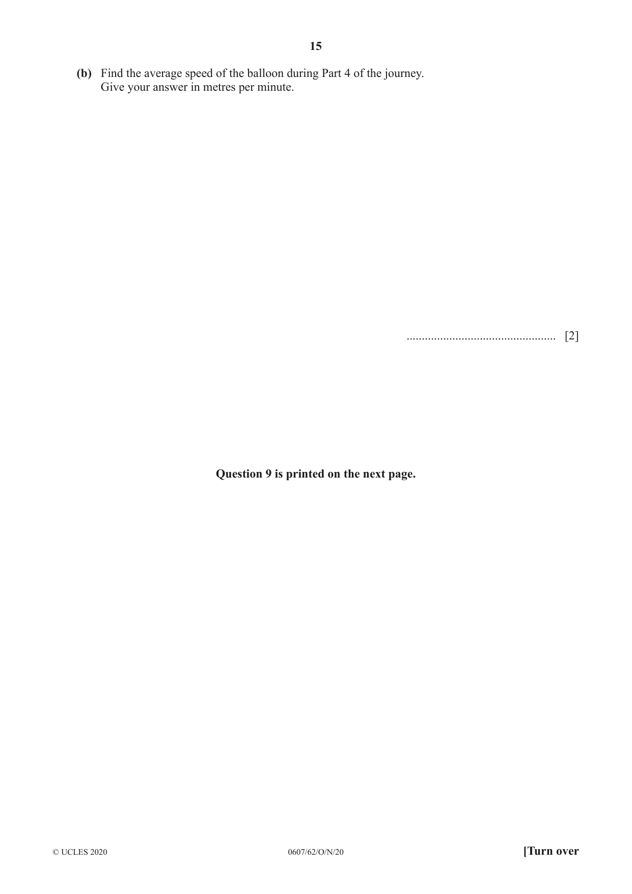 Cambridge IGCSE Mathematics - International 0607 2020 Oct/Nov Paper 6 · Variant 2 question paper, page 15 of 16