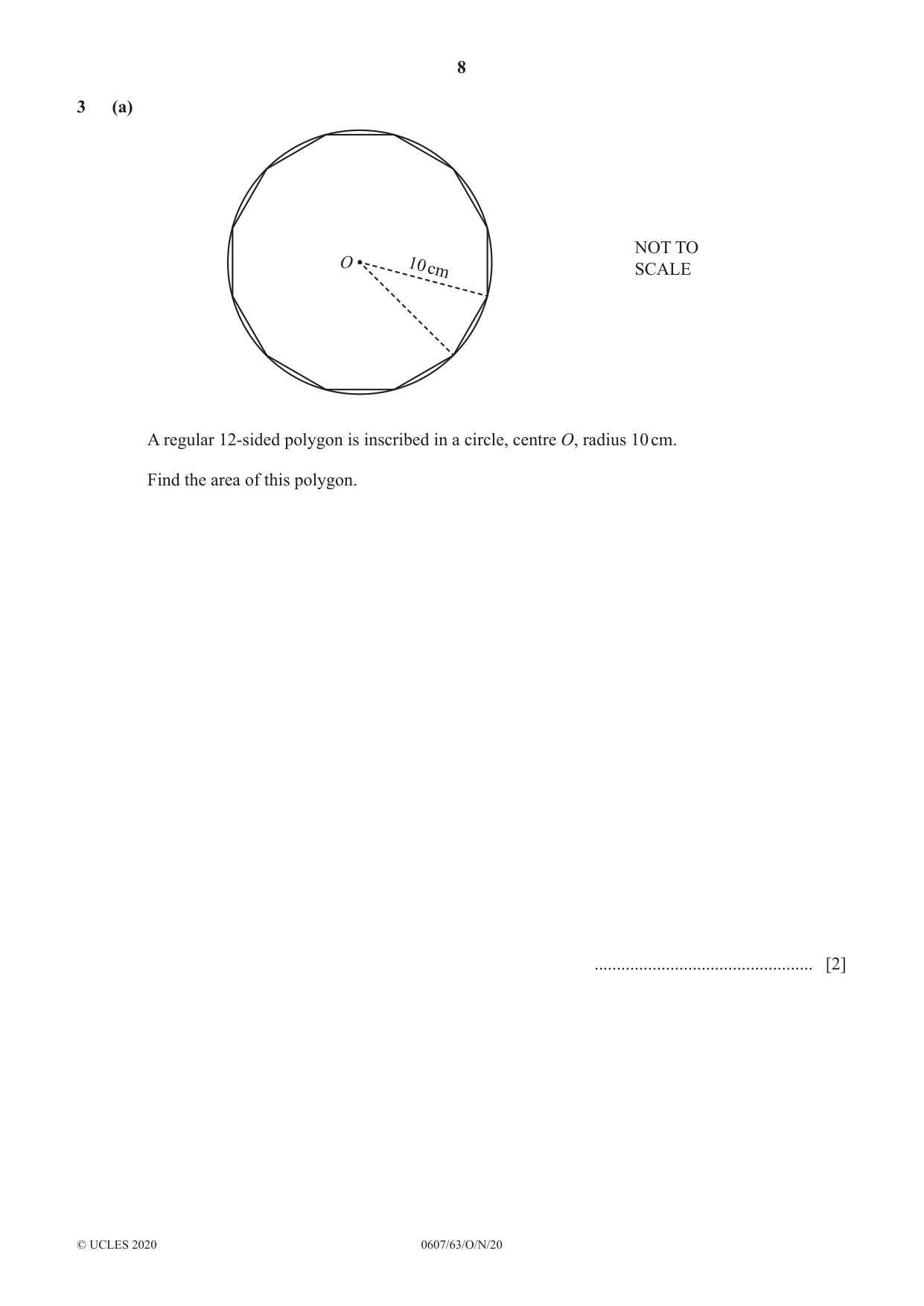 Cambridge IGCSE Mathematics - International 0607 2020 Oct/Nov Paper 6 · Variant 3 question paper, page 8 of 20