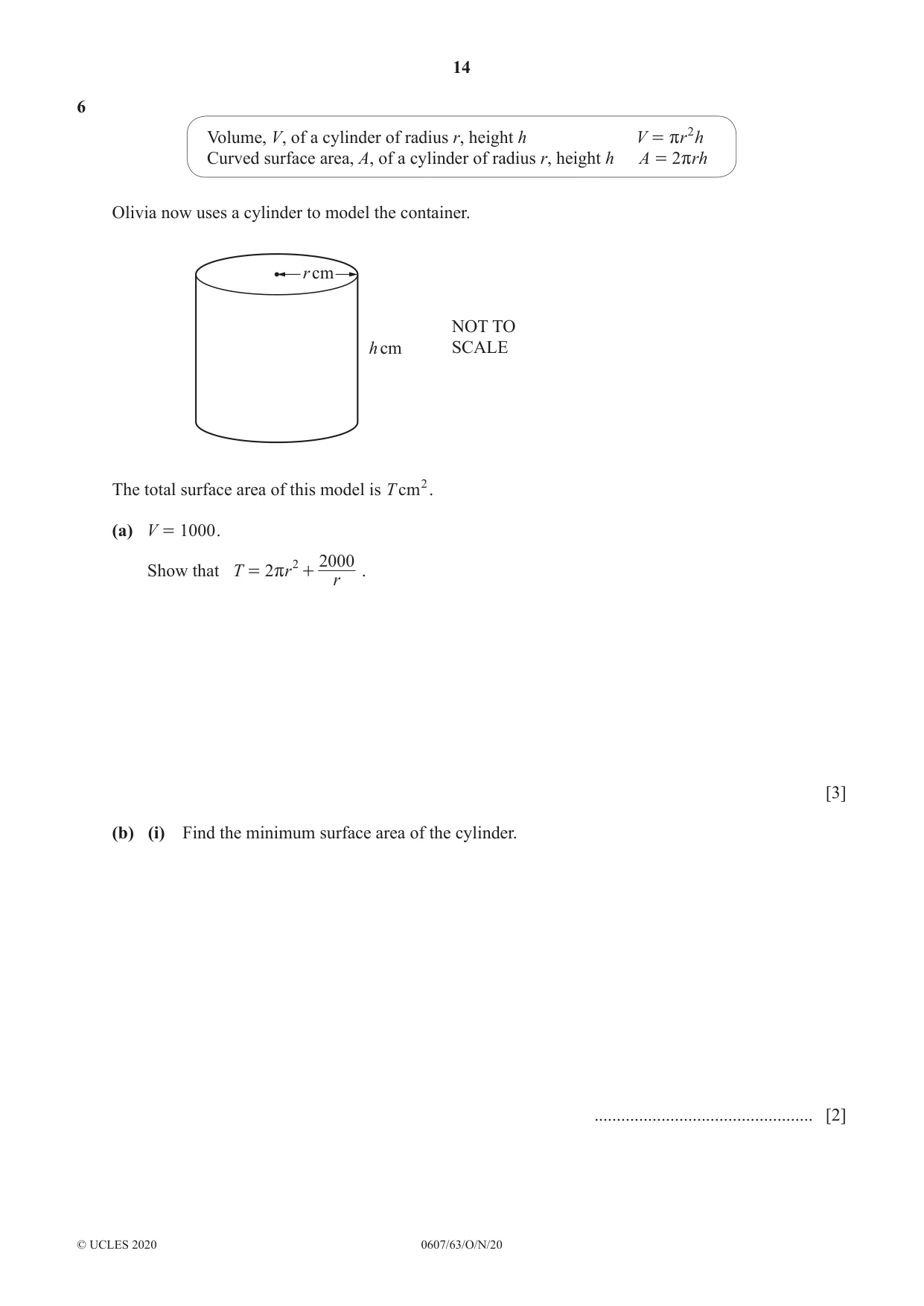 Cambridge IGCSE Mathematics - International 0607 2020 Oct/Nov Paper 6 · Variant 3 question paper, page 14 of 20