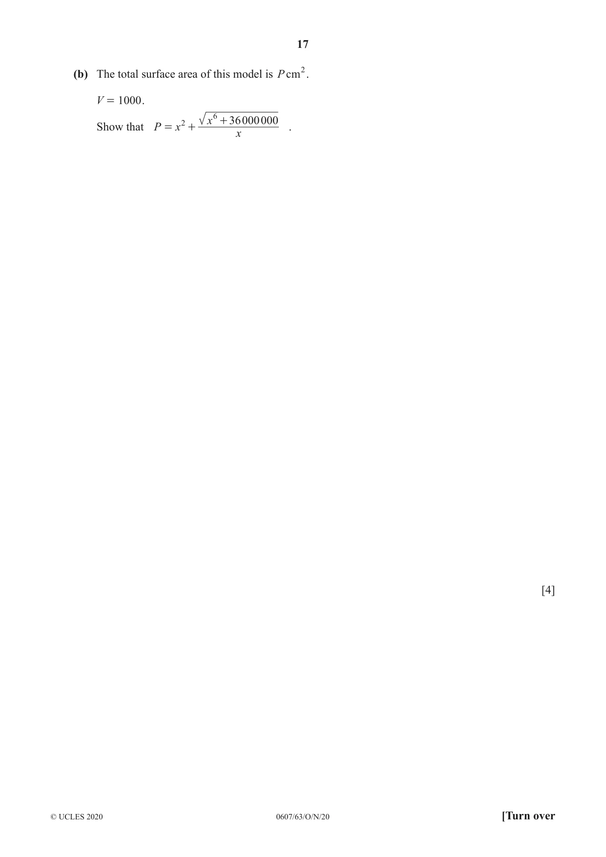 Cambridge IGCSE Mathematics - International 0607 2020 Oct/Nov Paper 6 · Variant 3 question paper, page 17 of 20