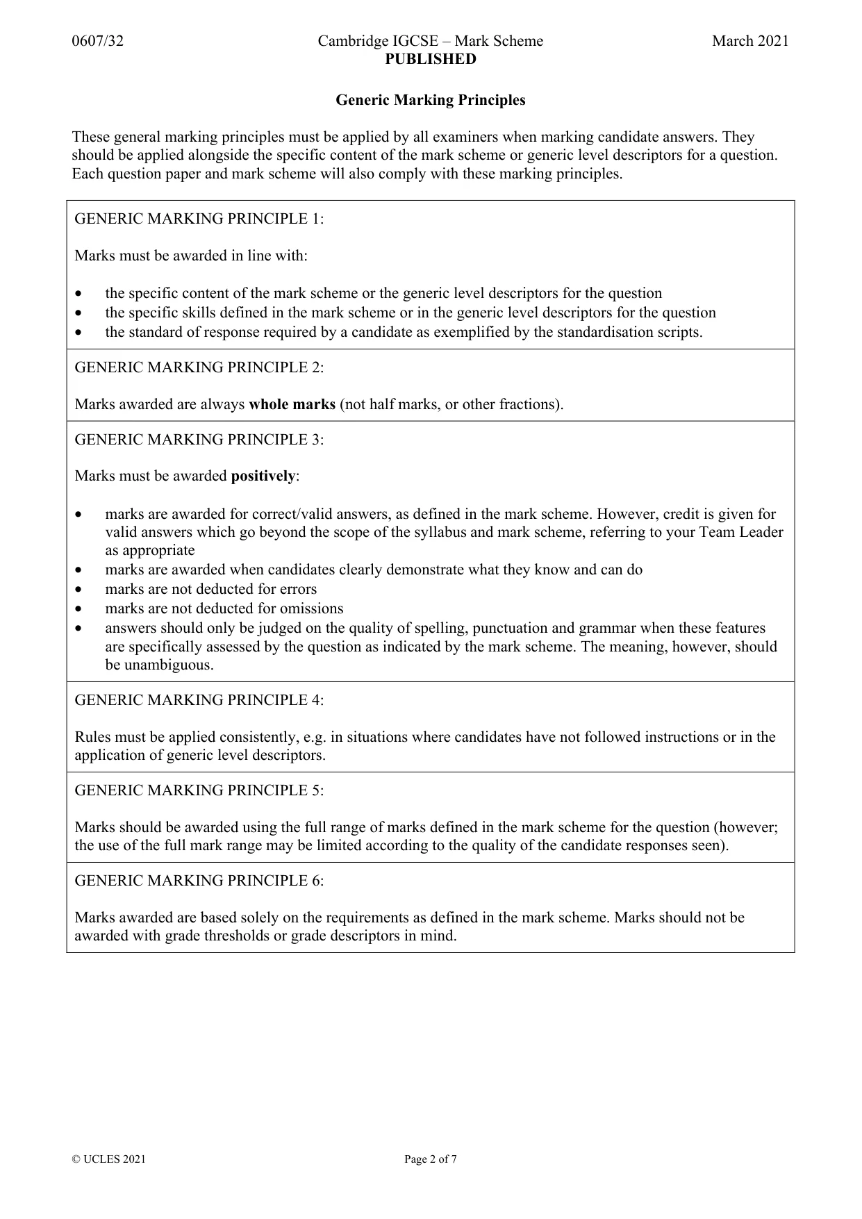 Mark scheme, page 2 of 7