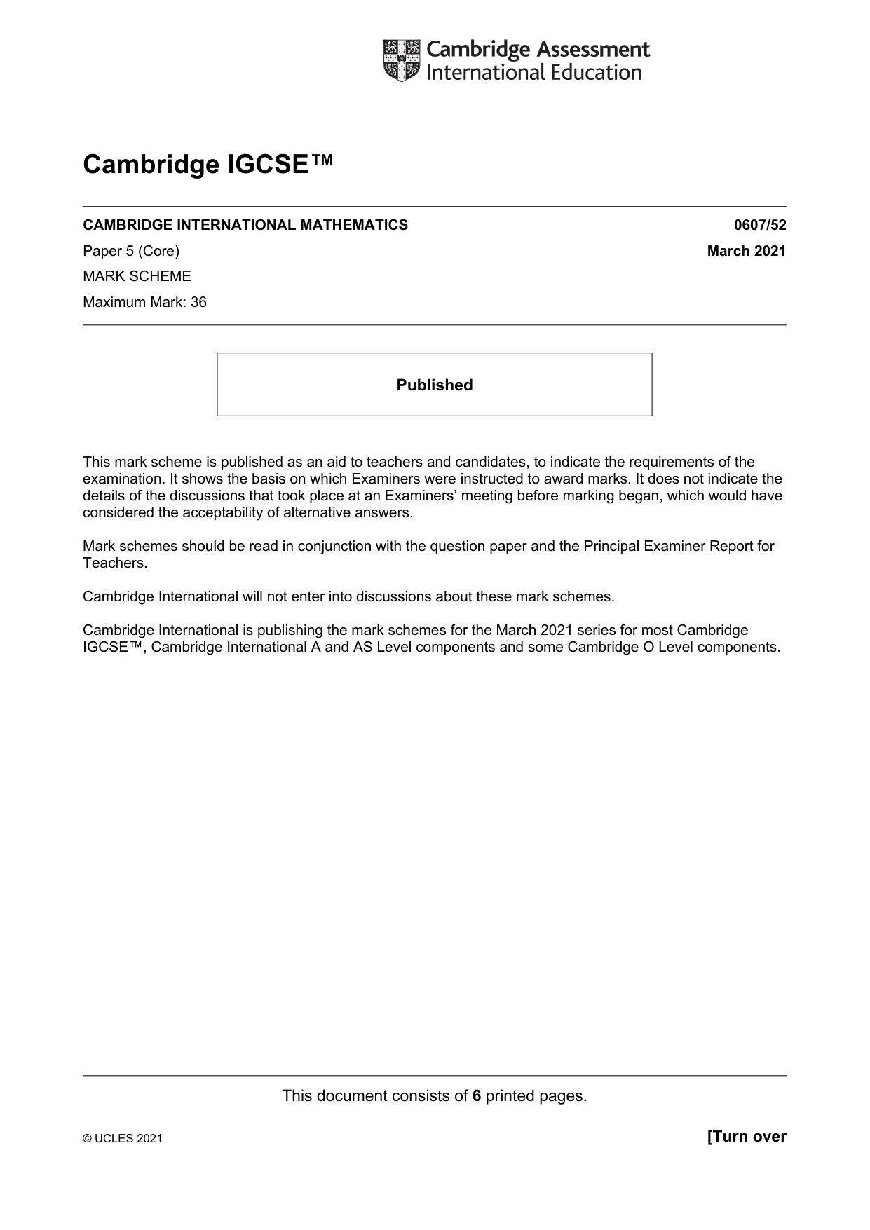 Mark scheme, page 1 of 6