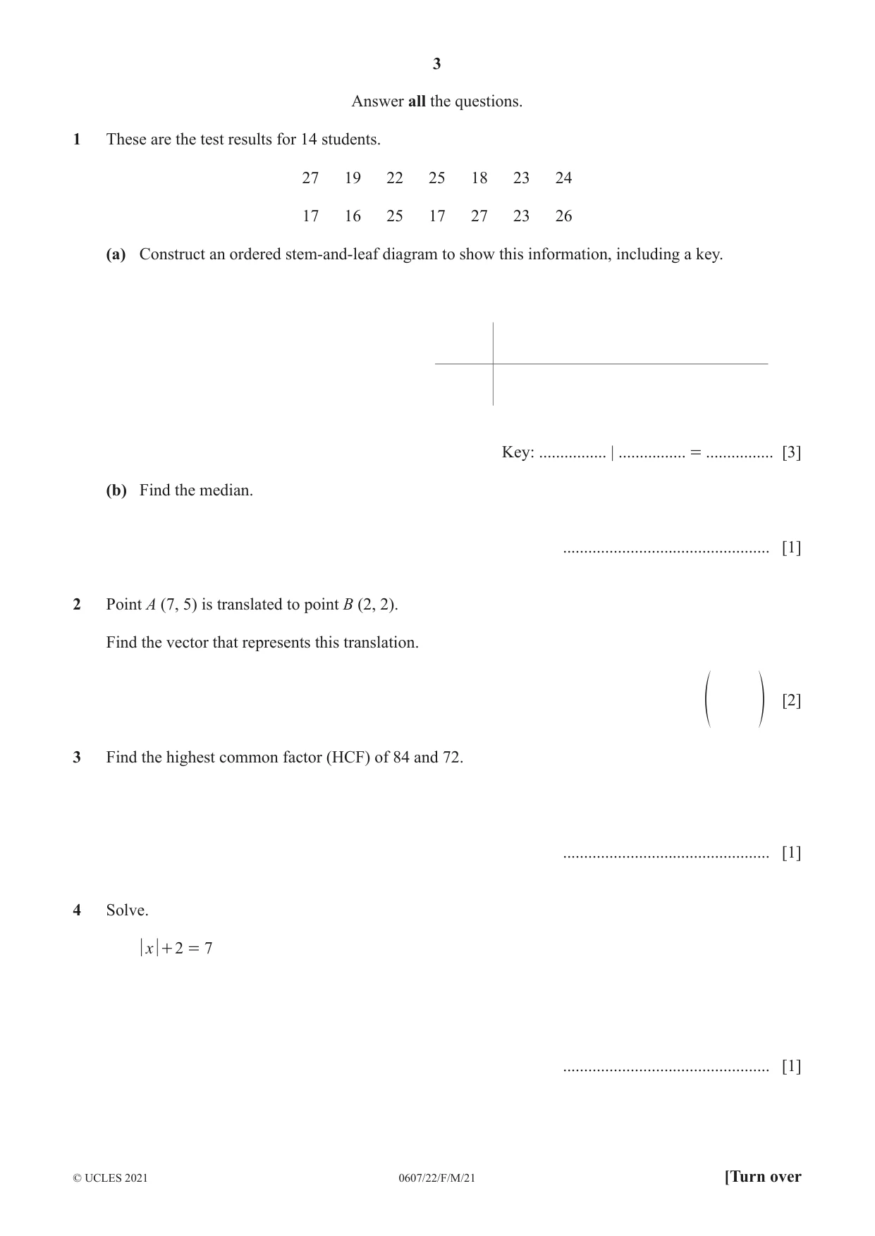 Cambridge IGCSE Mathematics - International 0607 2021 Feb/March Paper 2 · Variant 2 question paper, page 3 of 8