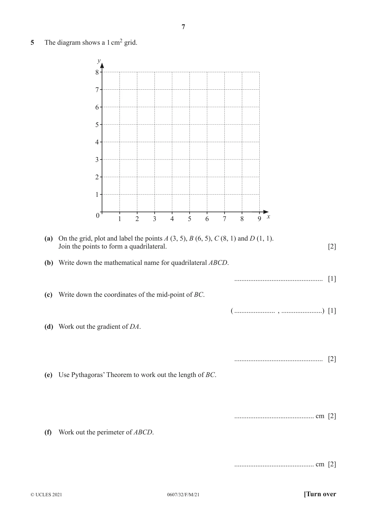 Cambridge IGCSE Mathematics - International 0607 2021 Feb/March Paper 3 · Variant 2 question paper, page 7 of 16