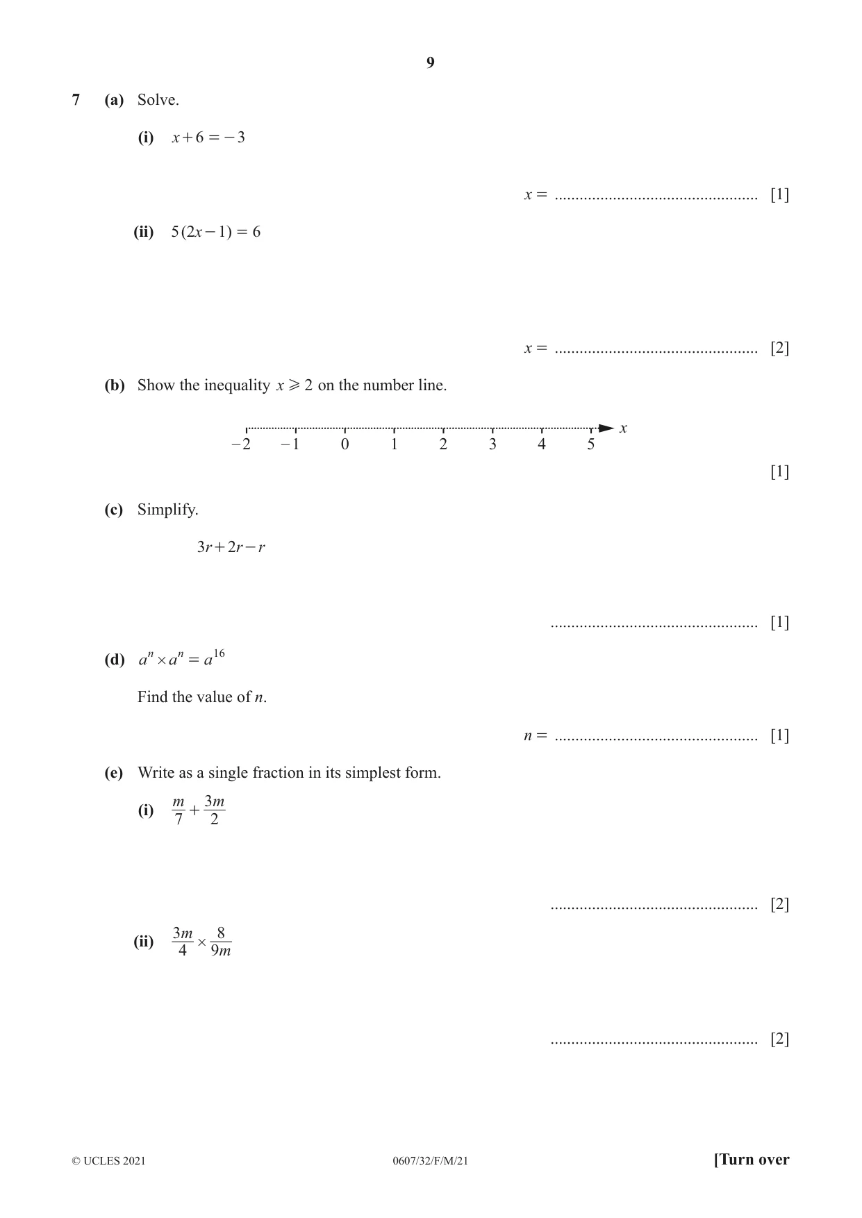 Cambridge IGCSE Mathematics - International 0607 2021 Feb/March Paper 3 · Variant 2 question paper, page 9 of 16