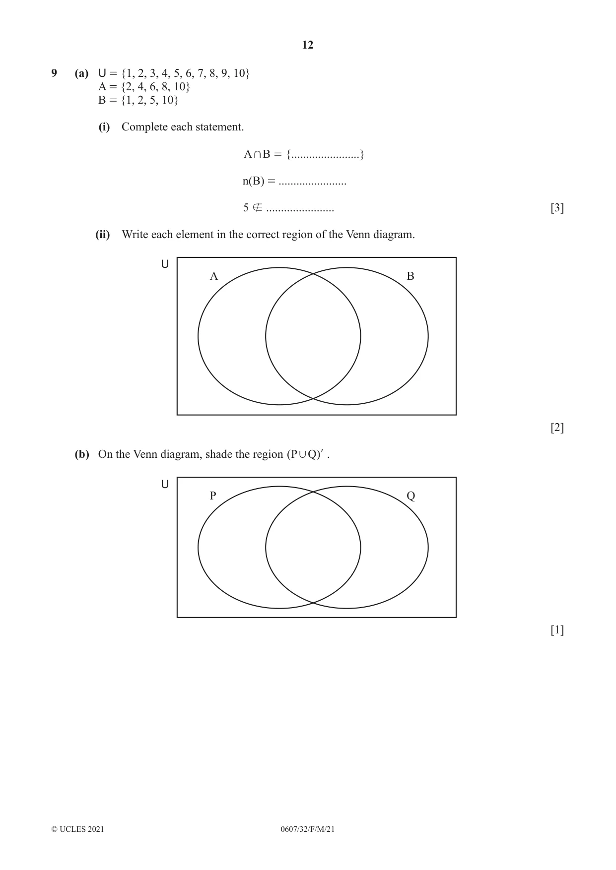 Cambridge IGCSE Mathematics - International 0607 2021 Feb/March Paper 3 · Variant 2 question paper, page 12 of 16