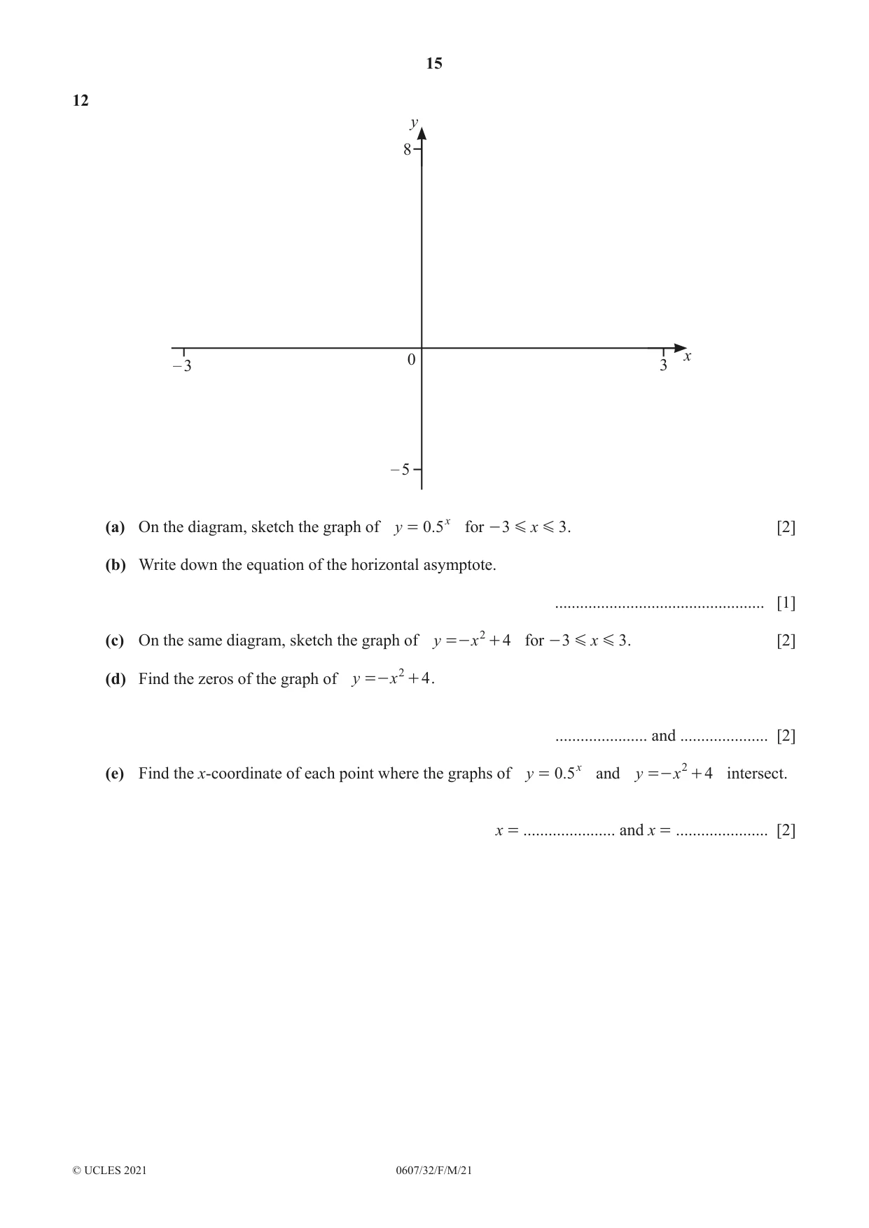 Cambridge IGCSE Mathematics - International 0607 2021 Feb/March Paper 3 · Variant 2 question paper, page 15 of 16