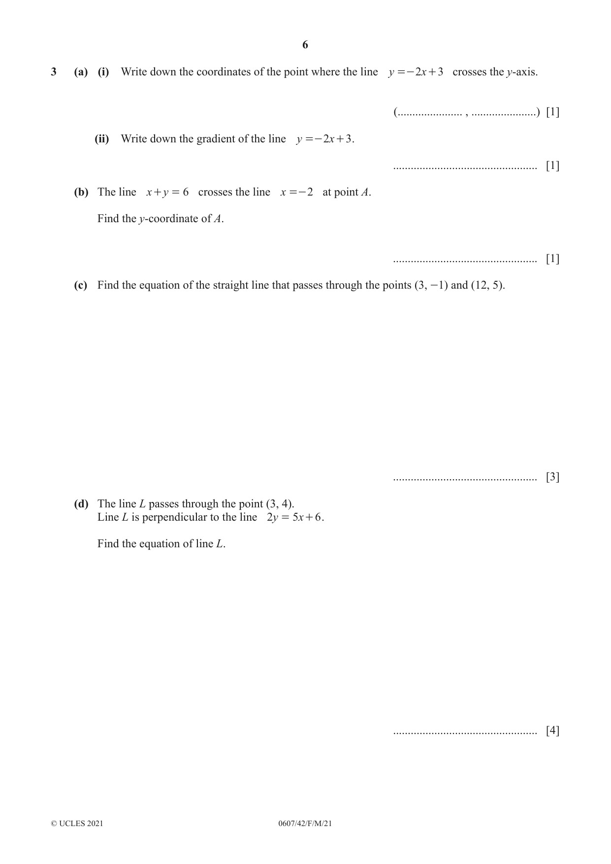 Cambridge IGCSE Mathematics - International 0607 2021 Feb/March Paper 4 · Variant 2 question paper, page 6 of 20
