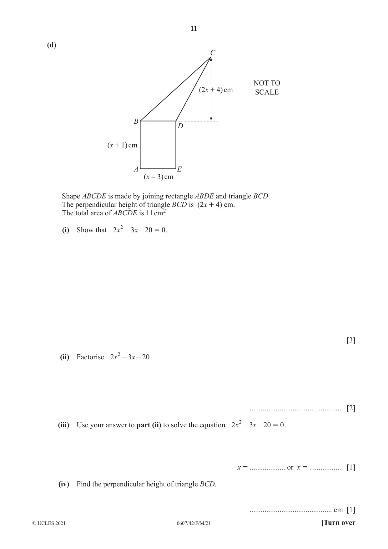 Cambridge IGCSE Mathematics - International 0607 2021 Feb/March Paper 4 · Variant 2 question paper, page 11 of 20