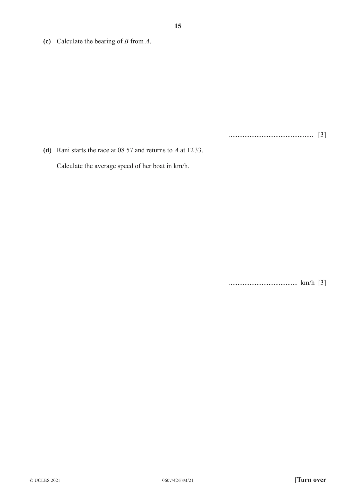 Cambridge IGCSE Mathematics - International 0607 2021 Feb/March Paper 4 · Variant 2 question paper, page 15 of 20