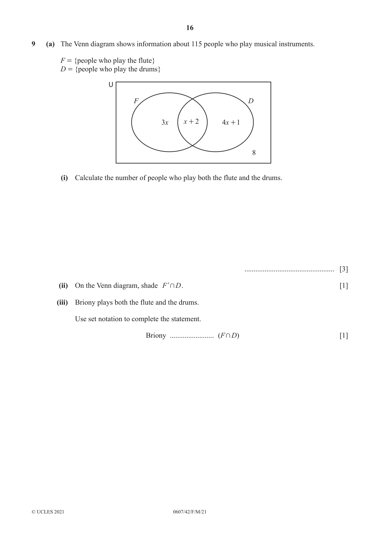Cambridge IGCSE Mathematics - International 0607 2021 Feb/March Paper 4 · Variant 2 question paper, page 16 of 20