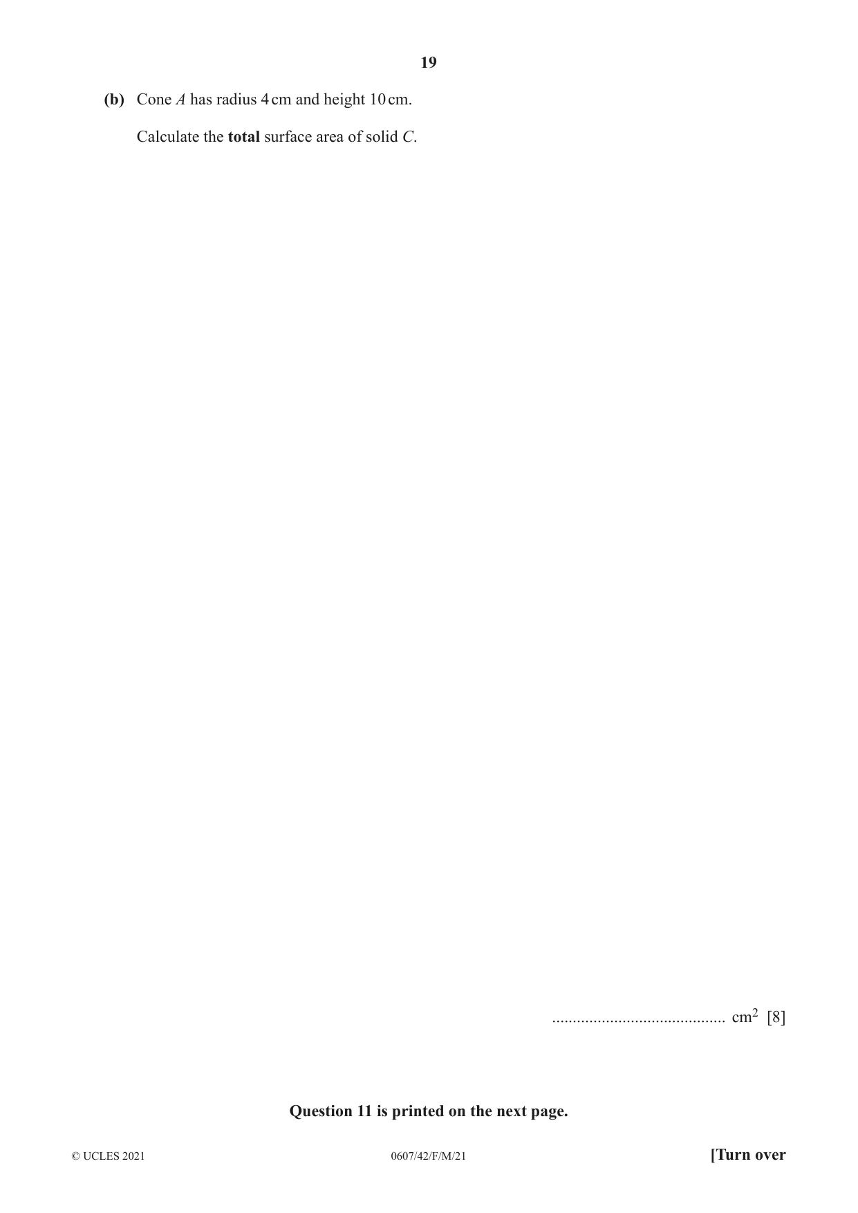 Cambridge IGCSE Mathematics - International 0607 2021 Feb/March Paper 4 · Variant 2 question paper, page 19 of 20