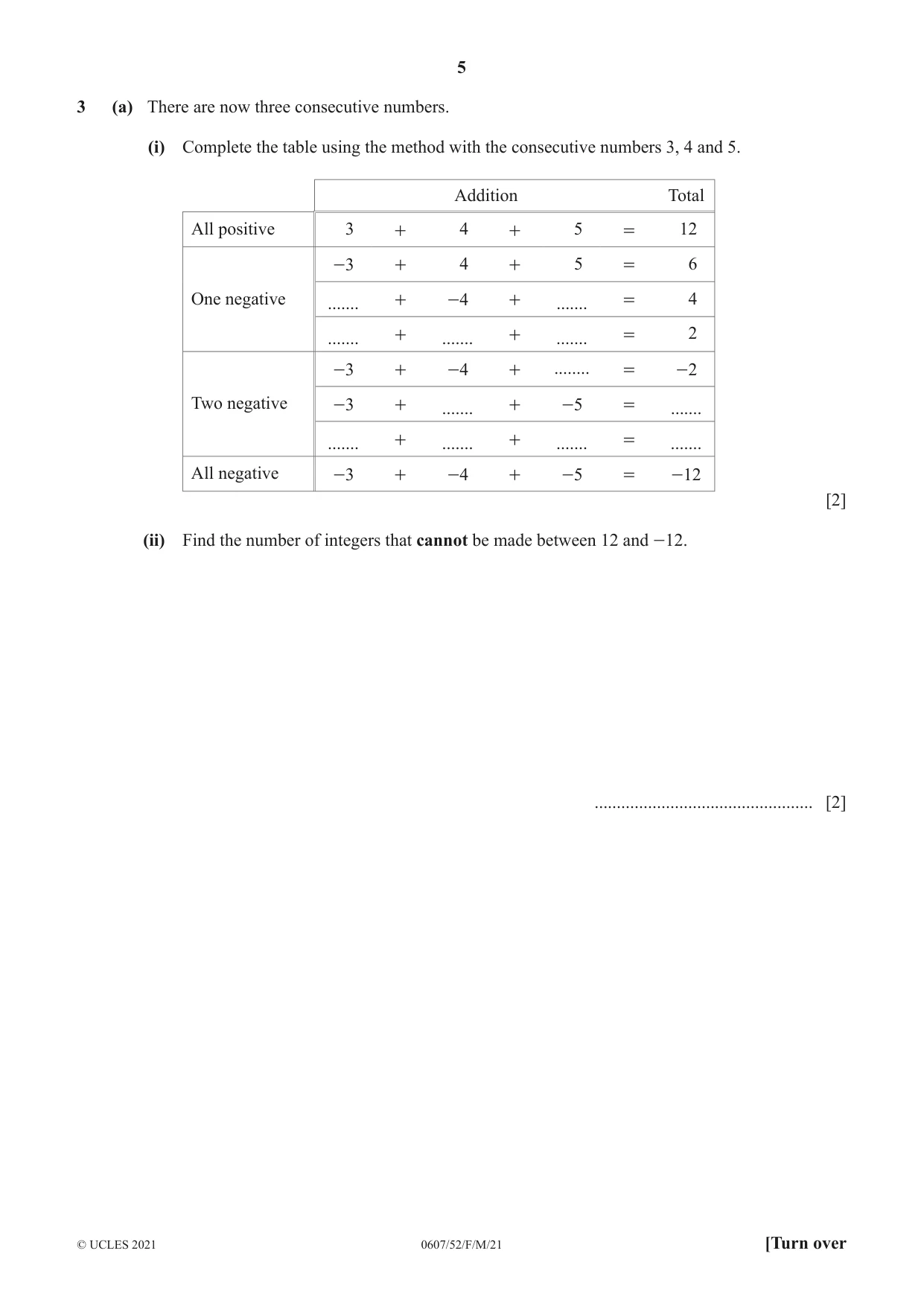 Cambridge IGCSE Mathematics - International 0607 2021 Feb/March Paper 5 · Variant 2 question paper, page 5 of 12