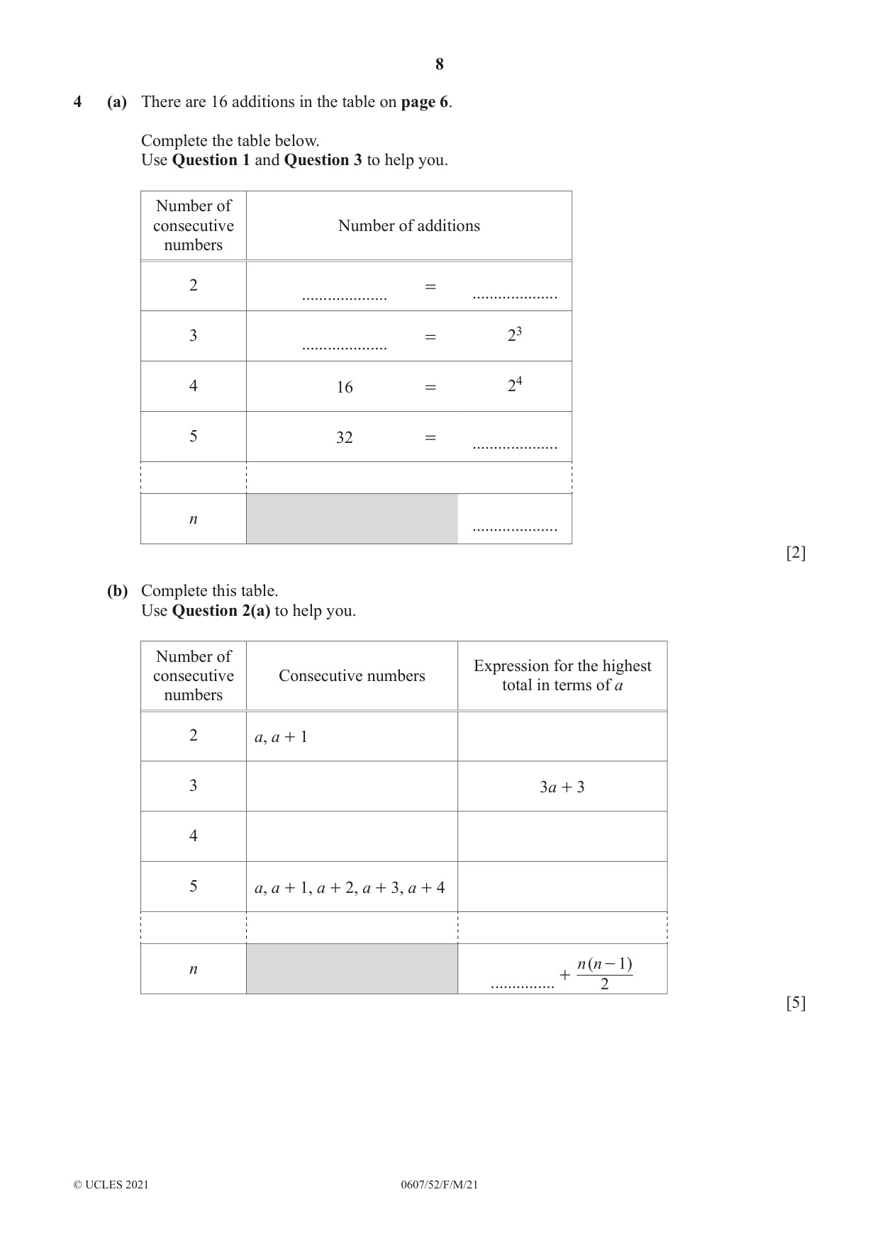 Cambridge IGCSE Mathematics - International 0607 2021 Feb/March Paper 5 · Variant 2 question paper, page 8 of 12