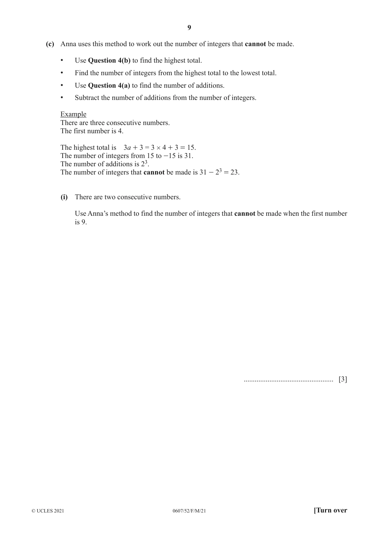 Cambridge IGCSE Mathematics - International 0607 2021 Feb/March Paper 5 · Variant 2 question paper, page 9 of 12