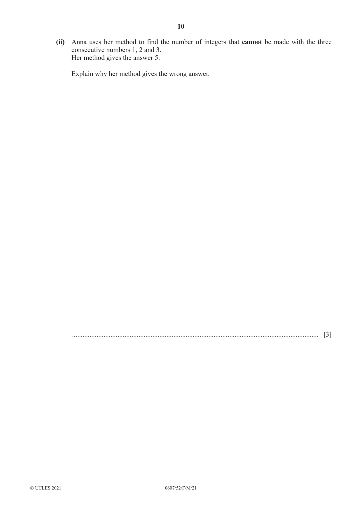 Cambridge IGCSE Mathematics - International 0607 2021 Feb/March Paper 5 · Variant 2 question paper, page 10 of 12