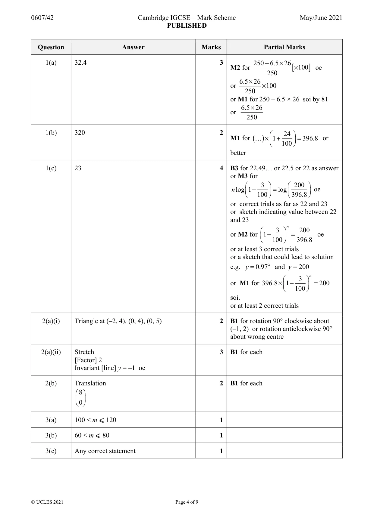 Mark scheme, page 4 of 9