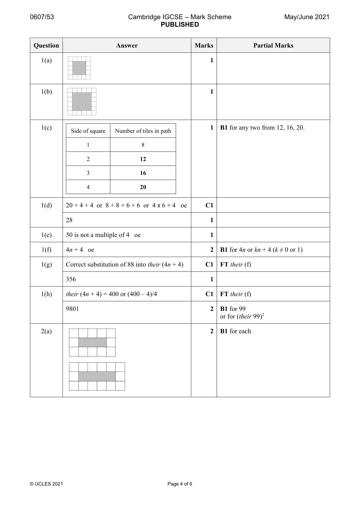 Mark scheme, page 4 of 6