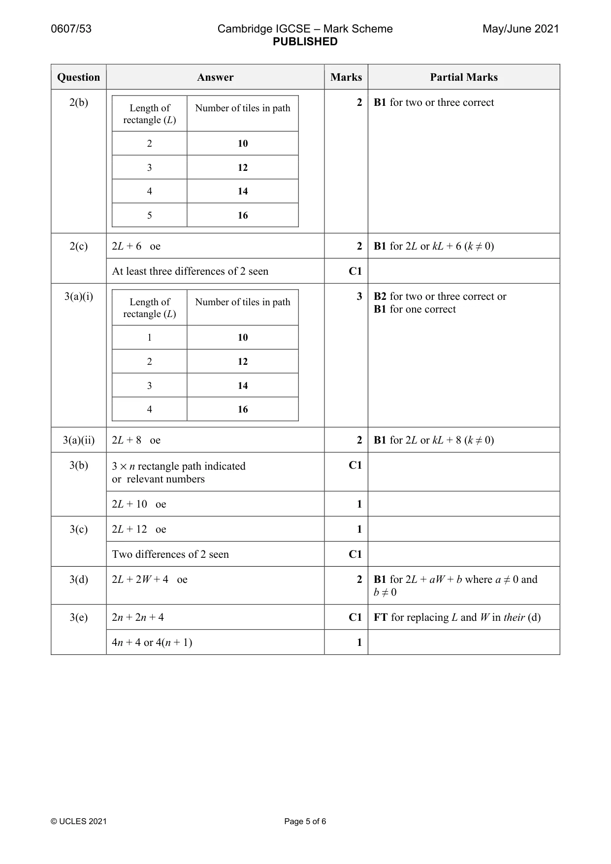 Mark scheme, page 5 of 6