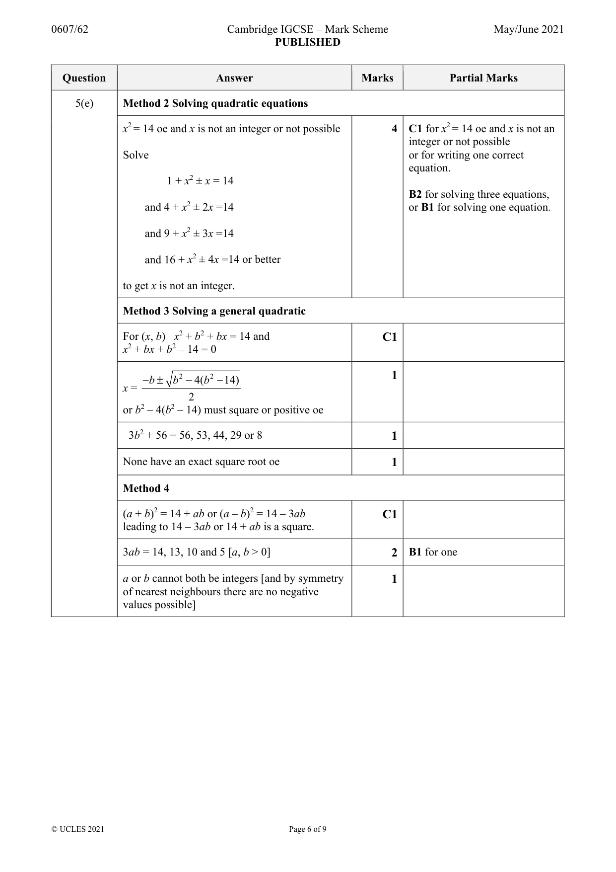 Mark scheme, page 6 of 9