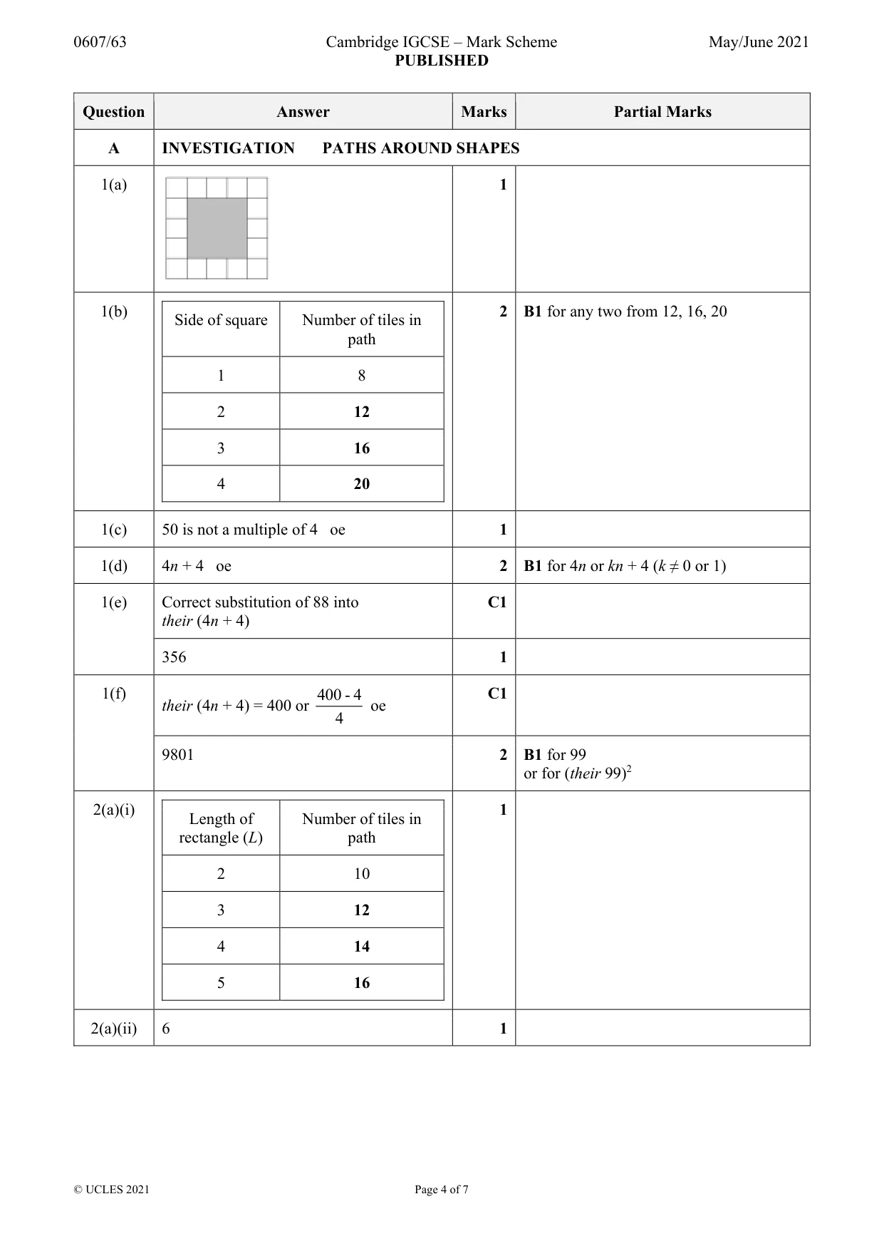 Mark scheme, page 4 of 7