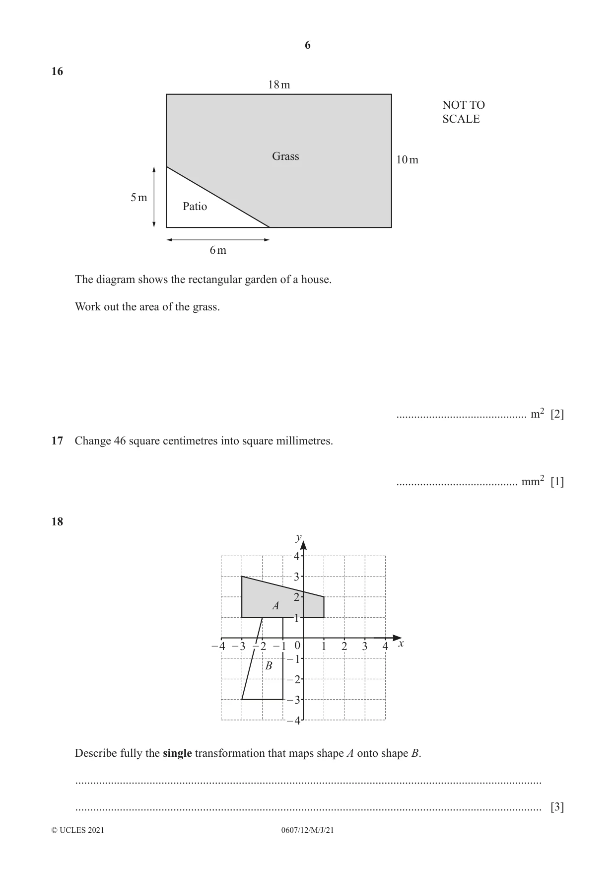 Cambridge IGCSE Mathematics - International 0607 2021 May/June Paper 1 · Variant 2 question paper, page 6 of 8
