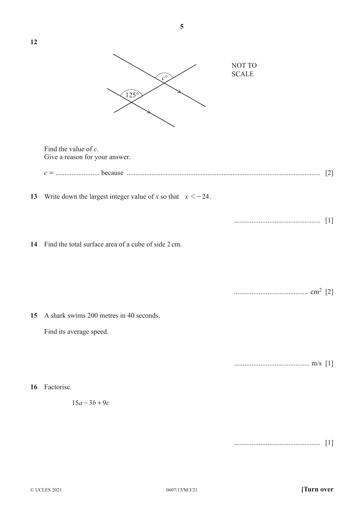 Cambridge IGCSE Mathematics - International 0607 2021 May/June Paper 1 · Variant 3 question paper, page 5 of 8
