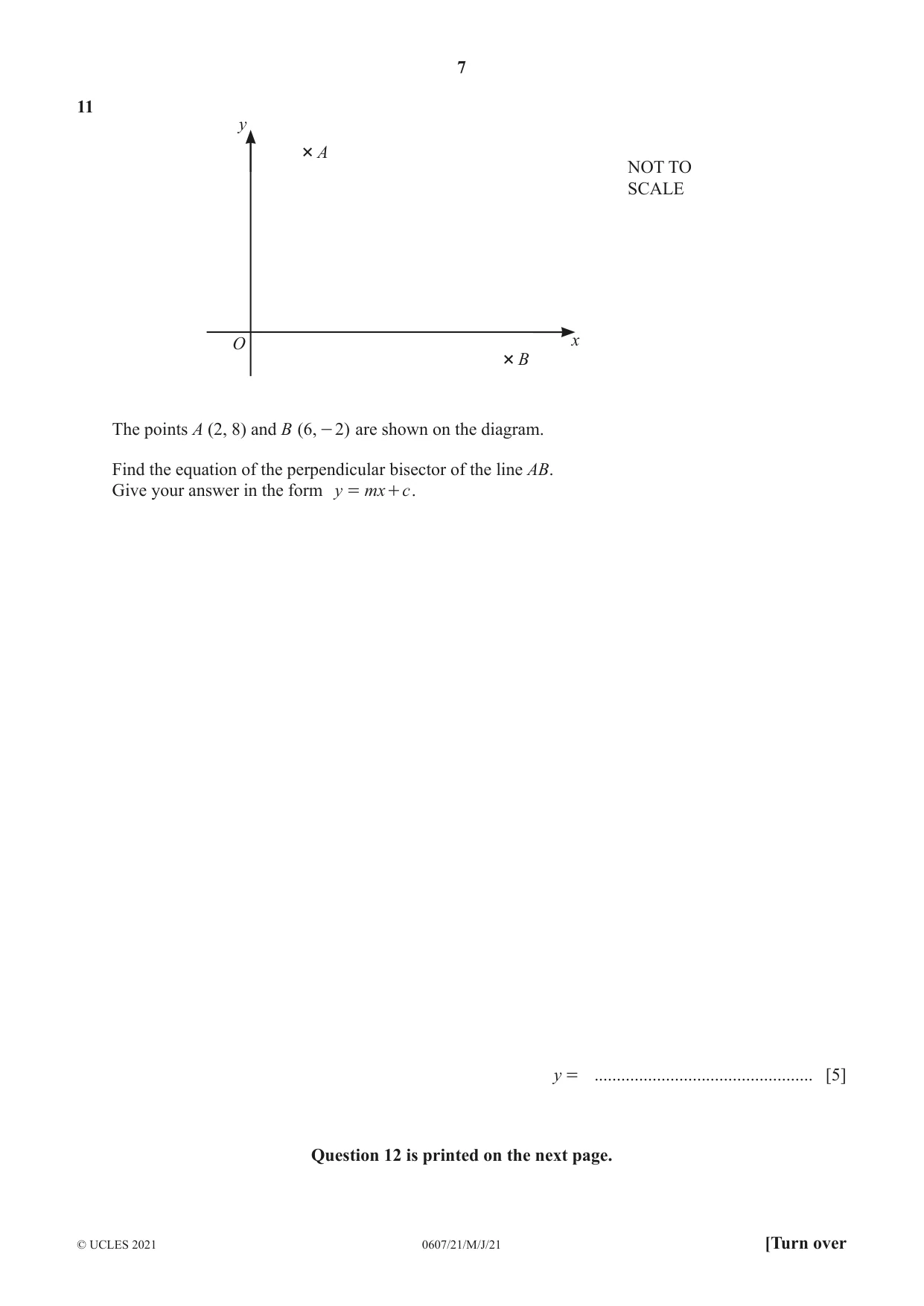 Cambridge IGCSE Mathematics - International 0607 2021 May/June Paper 2 · Variant 1 question paper, page 7 of 8