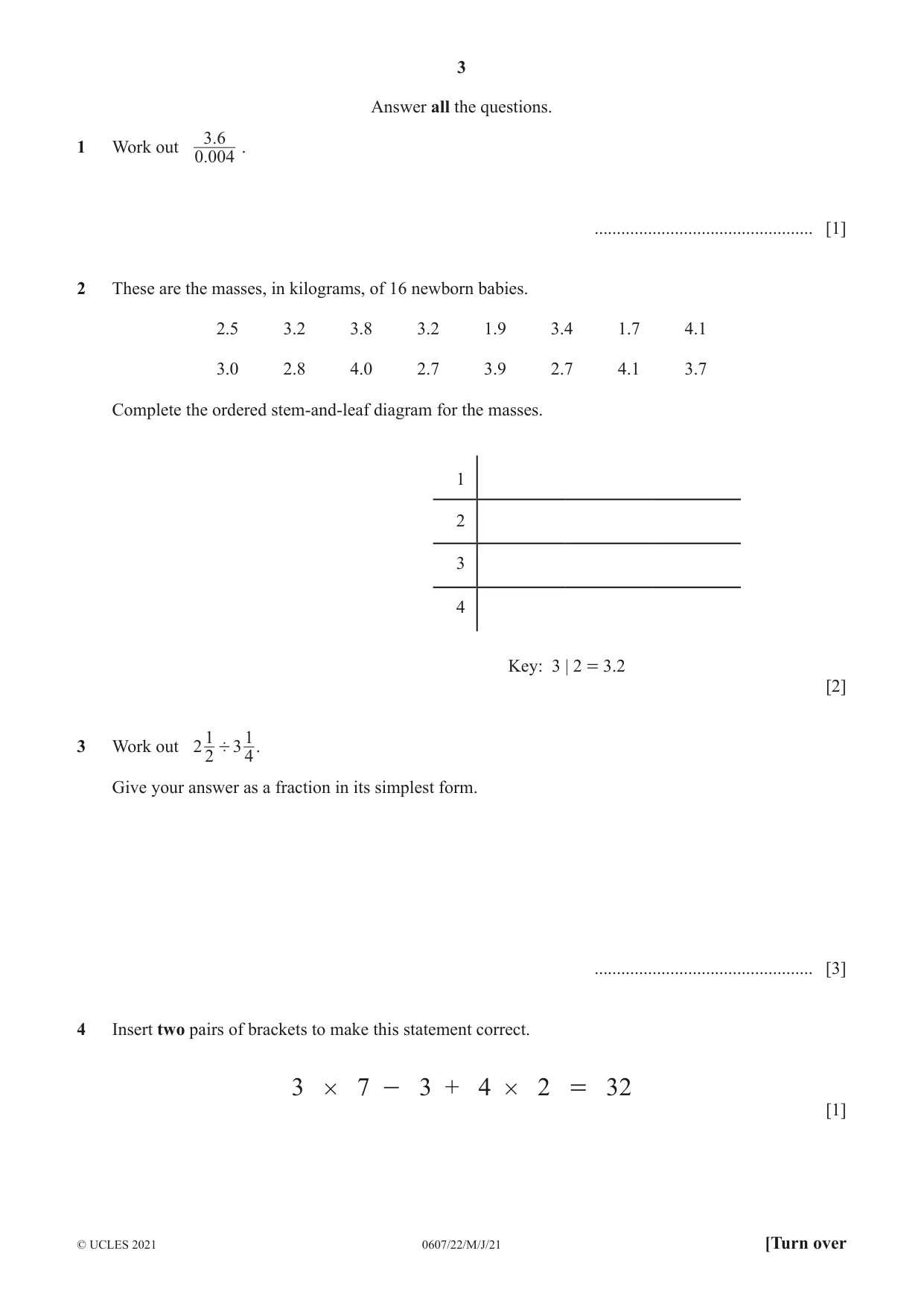 Cambridge IGCSE Mathematics - International 0607 2021 May/June Paper 2 · Variant 2 question paper, page 3 of 8