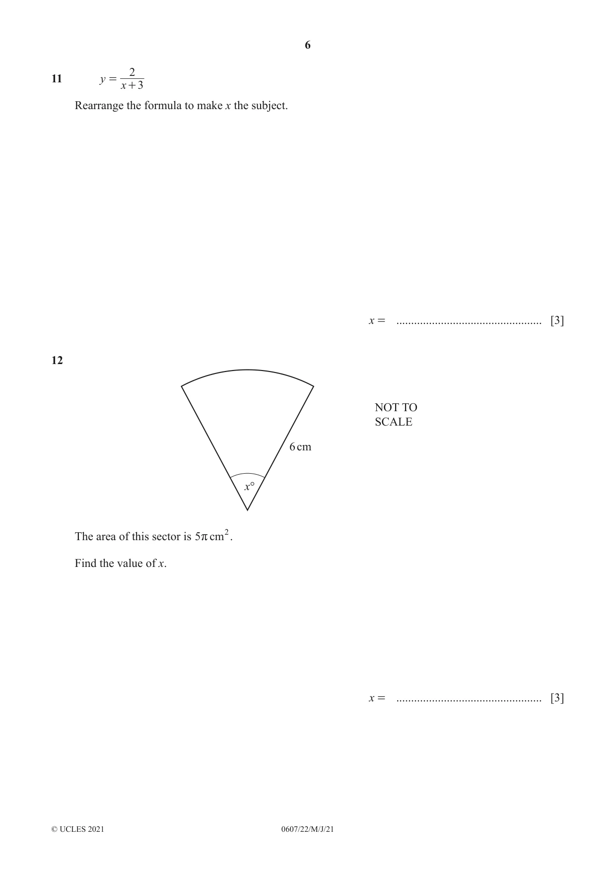 Cambridge IGCSE Mathematics - International 0607 2021 May/June Paper 2 · Variant 2 question paper, page 6 of 8