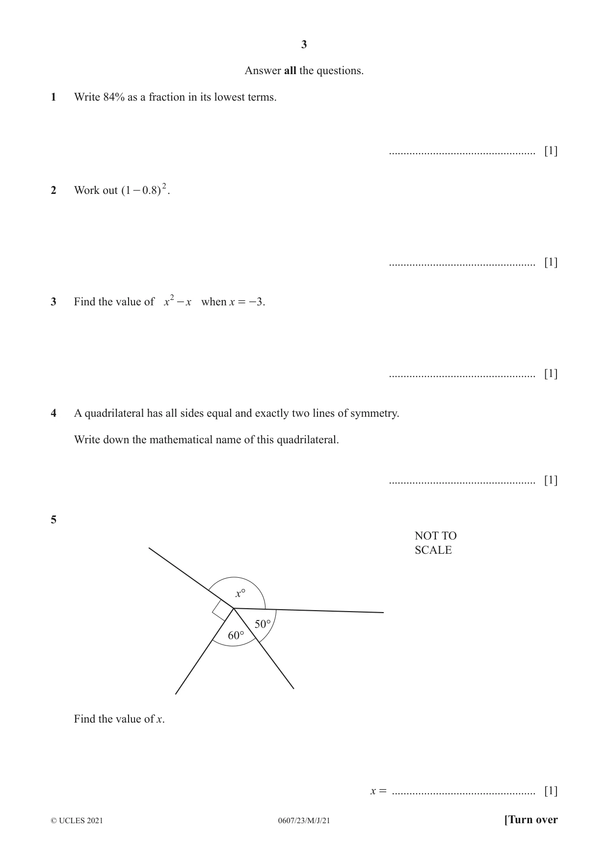 Cambridge IGCSE Mathematics - International 0607 2021 May/June Paper 2 · Variant 3 question paper, page 3 of 8