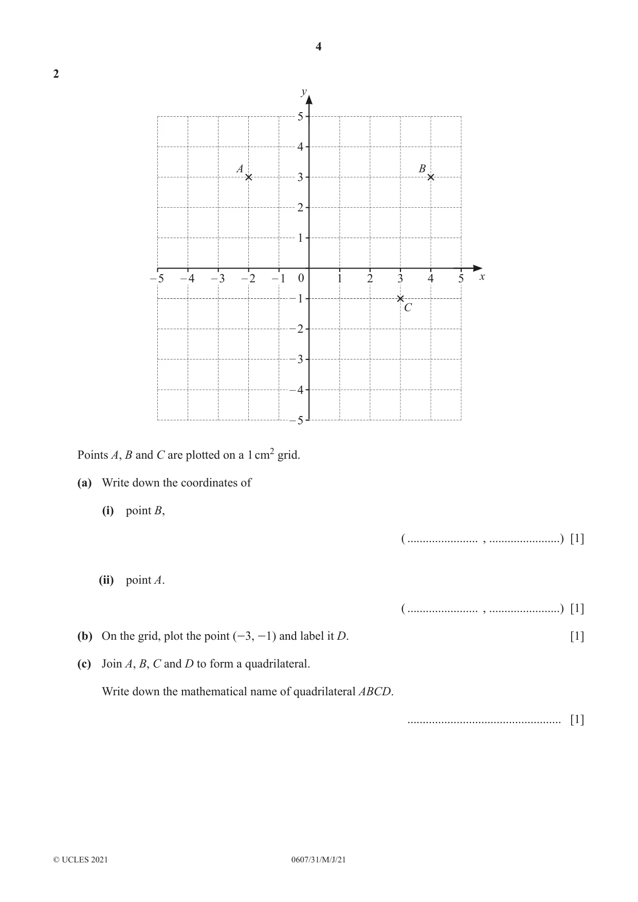 Cambridge IGCSE Mathematics - International 0607 2021 May/June Paper 3 · Variant 1 question paper, page 4 of 16