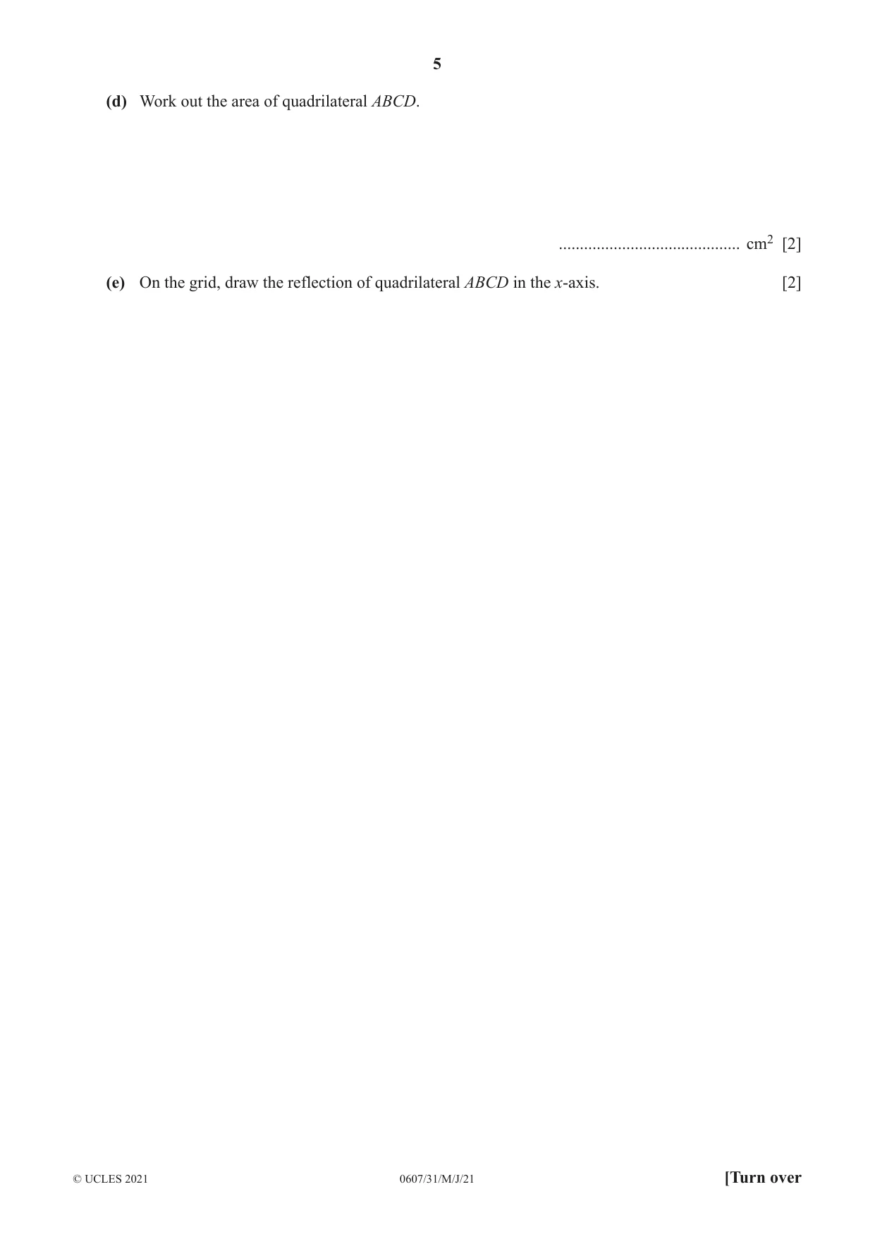 Cambridge IGCSE Mathematics - International 0607 2021 May/June Paper 3 · Variant 1 question paper, page 5 of 16