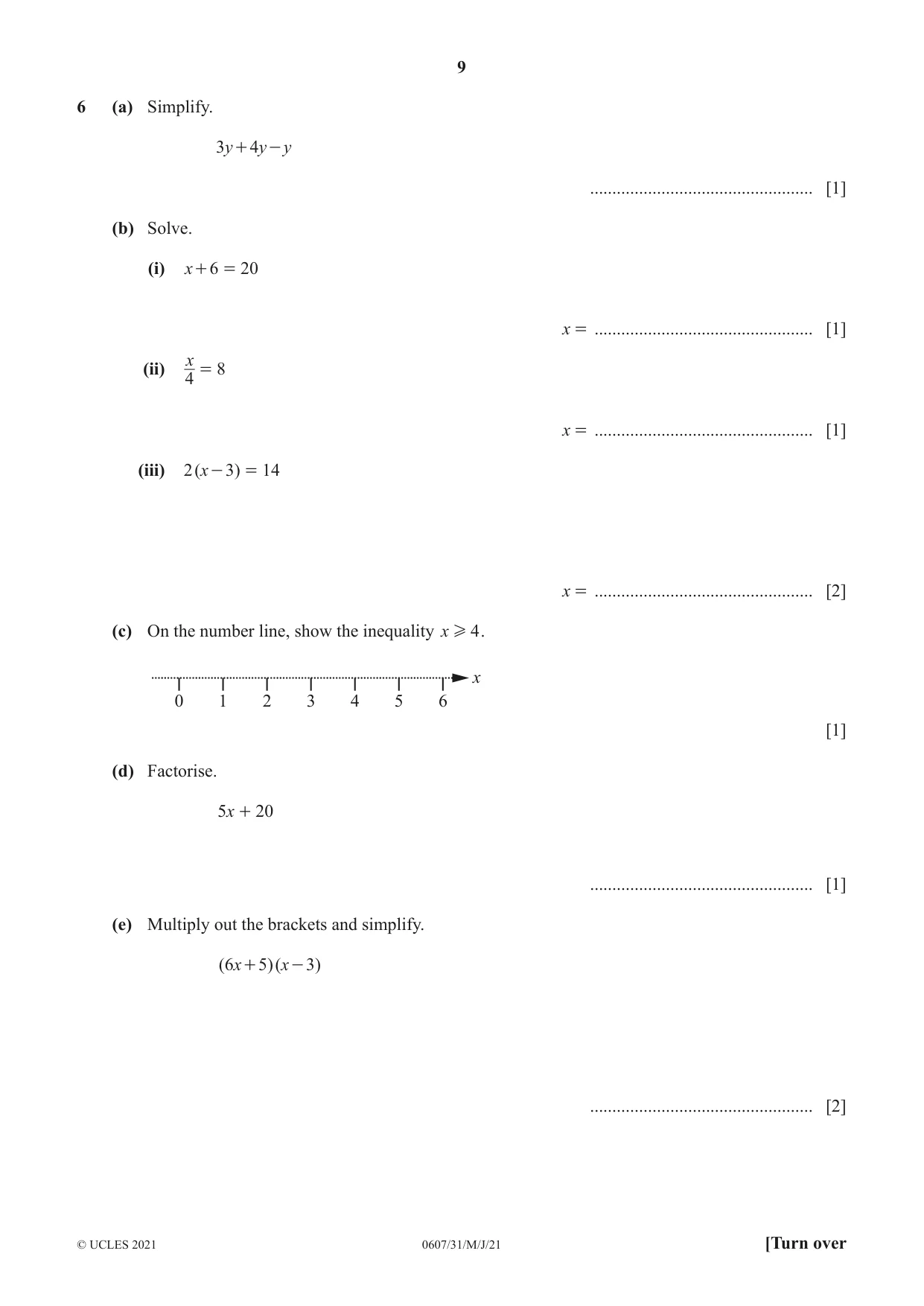Cambridge IGCSE Mathematics - International 0607 2021 May/June Paper 3 · Variant 1 question paper, page 9 of 16